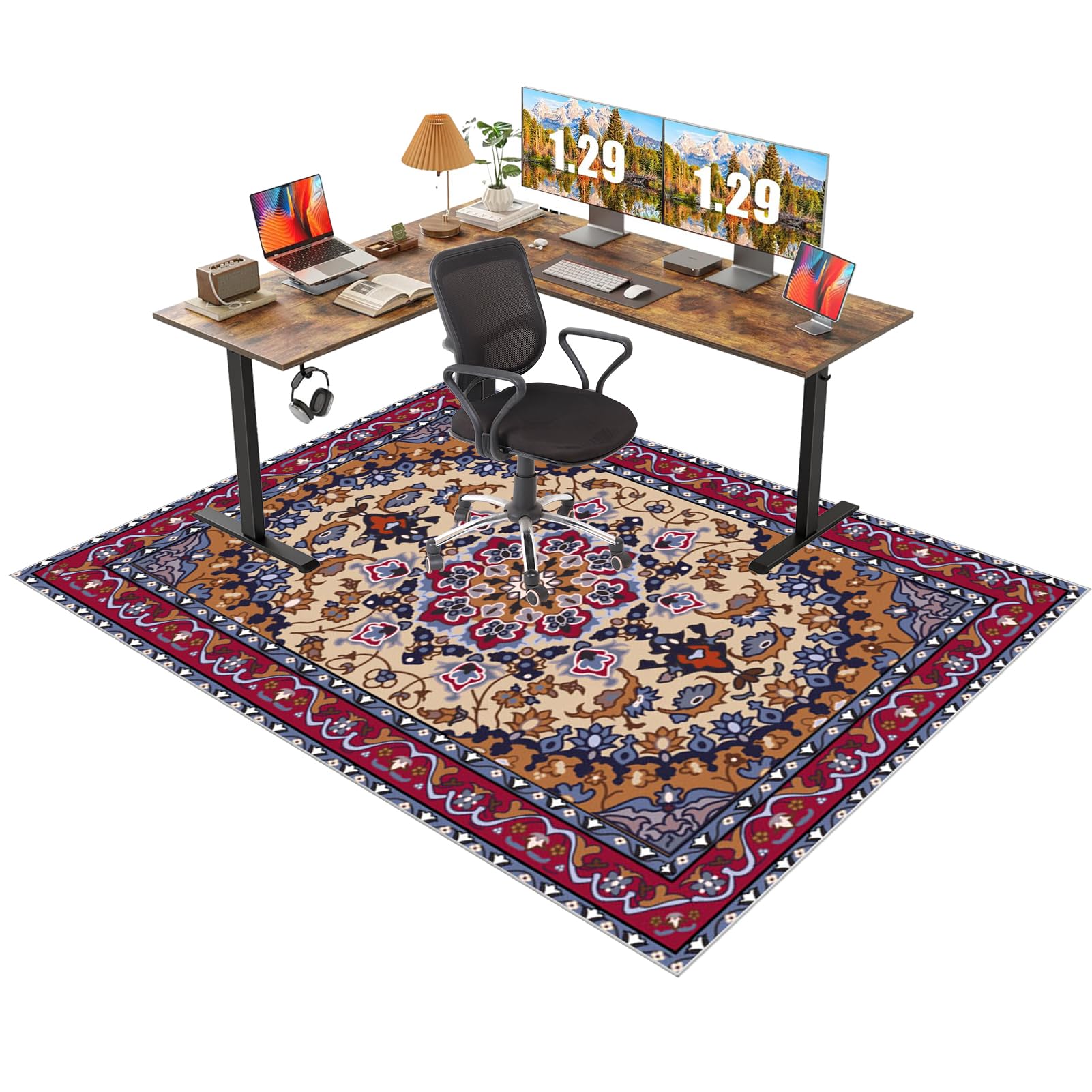 Office Chair Mat for Carpet Floor 150 x 210 cm Carpet Protector Chair Mat for Home and Office, Non Slip Desk Chair Mat, Gaming Rug, Hard Floor Protector Mat for Rolling Chair, Anti-Scratch Anti-Slip