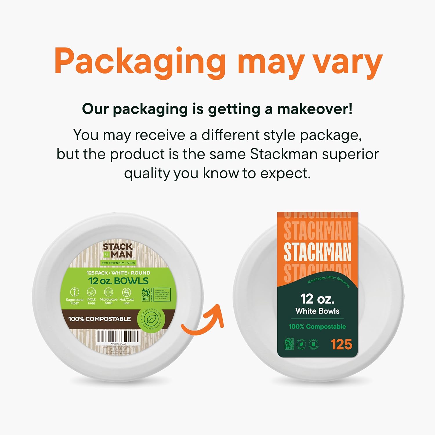 100% Compostable Paper Bowls 12 oz. [1000 Count] Heavy-Duty Soup Bowls - Natural White Color Unbleached Bagasse Bowls - Eco-Friendly Disposable Biodegradable Sugarcane - [Bulk Case 8 x 125 Pack]