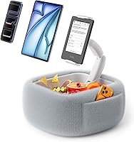 Vista 1 de LULULOOK Ultra Fluffy Kindle Pillow Stand for Reading, Lap Tablet Pillow Stand with Snack Bowl & Flodable Arm Compatible with iPad, Phone and