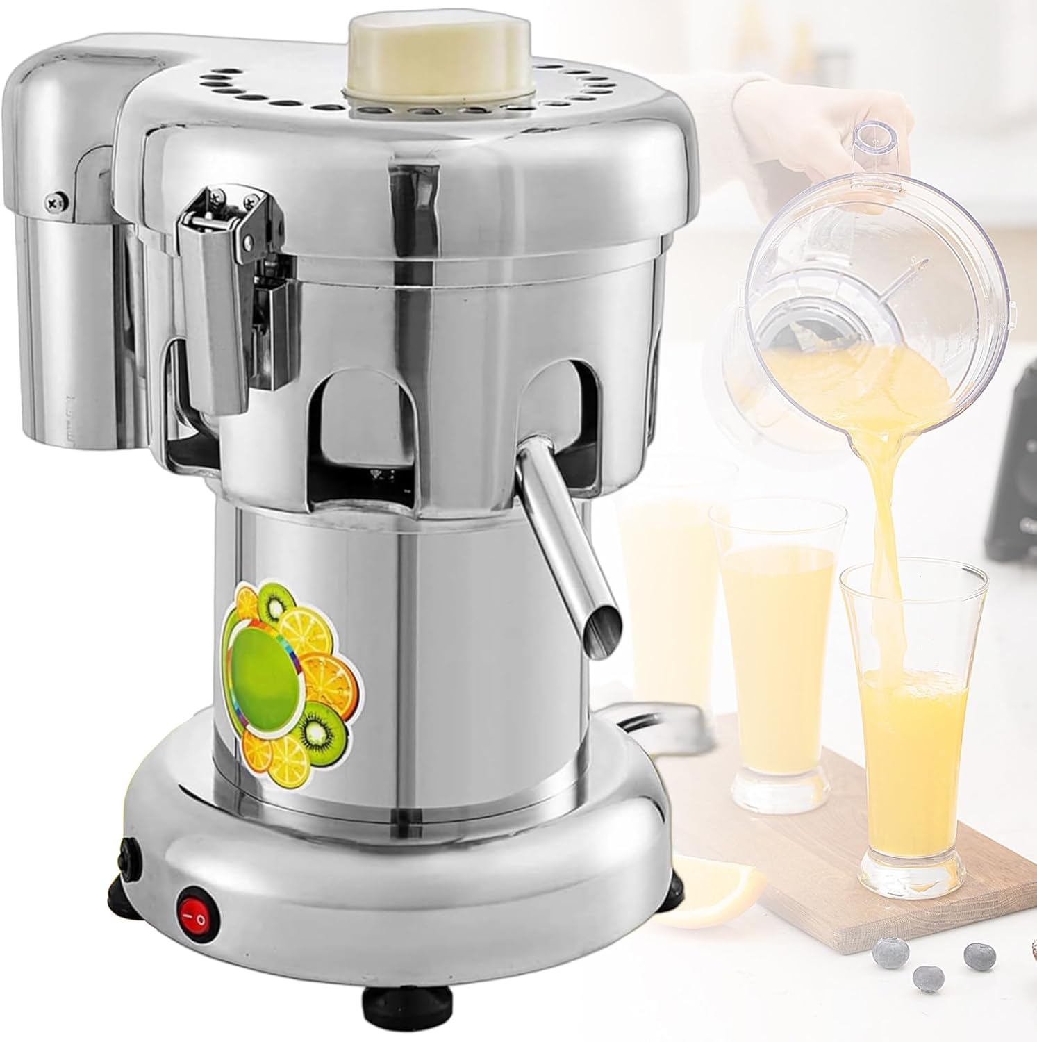 Commercial Juice Extractor, Heavy Duty Centrifugal Juicer Machine 550W, 100-120kg/hr, Centrifugal Vegetables Blender 2800r/min for Restaurants
