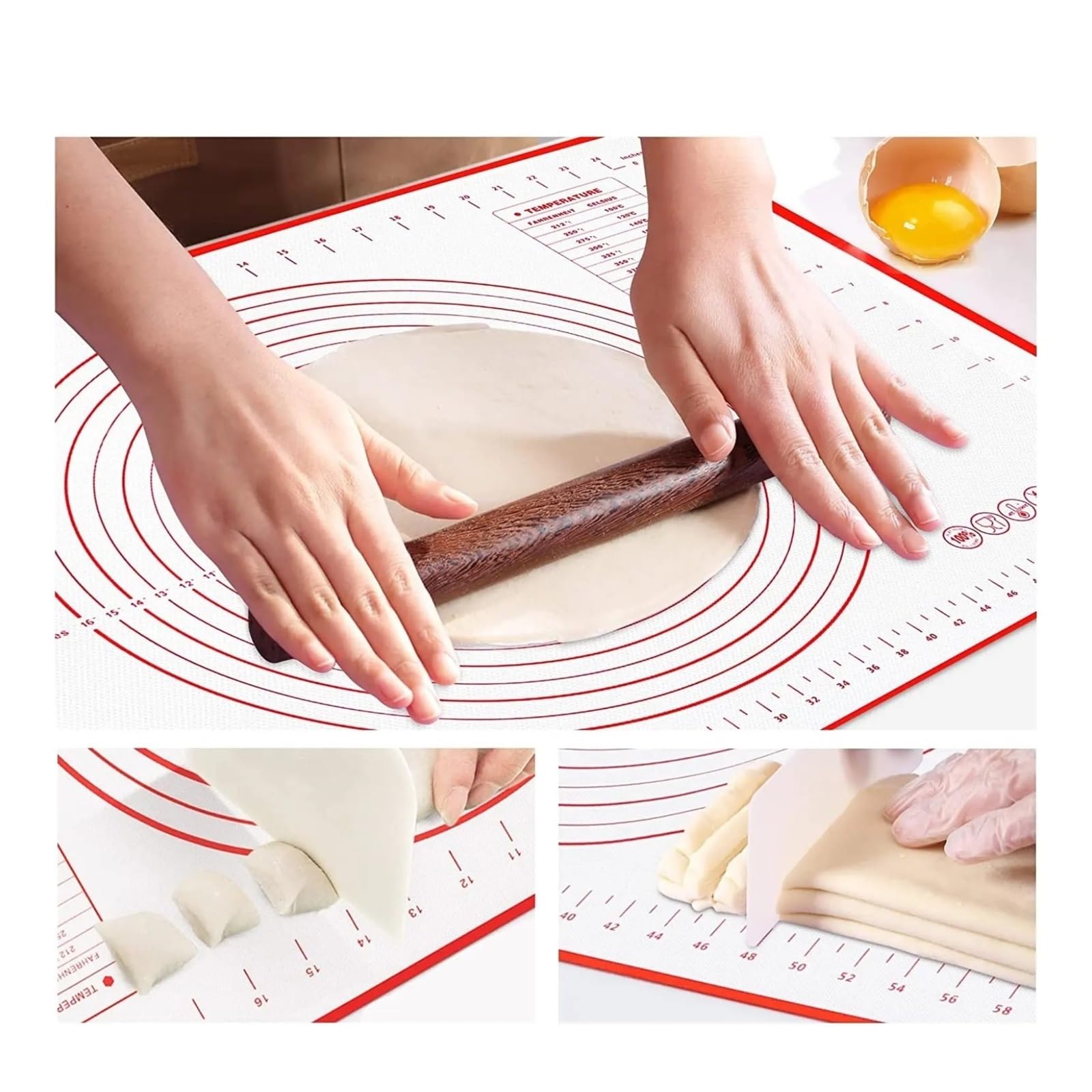 Kompatibel For Küchen-Silikon-Backmatte, Teigknetpad, Pizza-Kuchen(60x40cm)