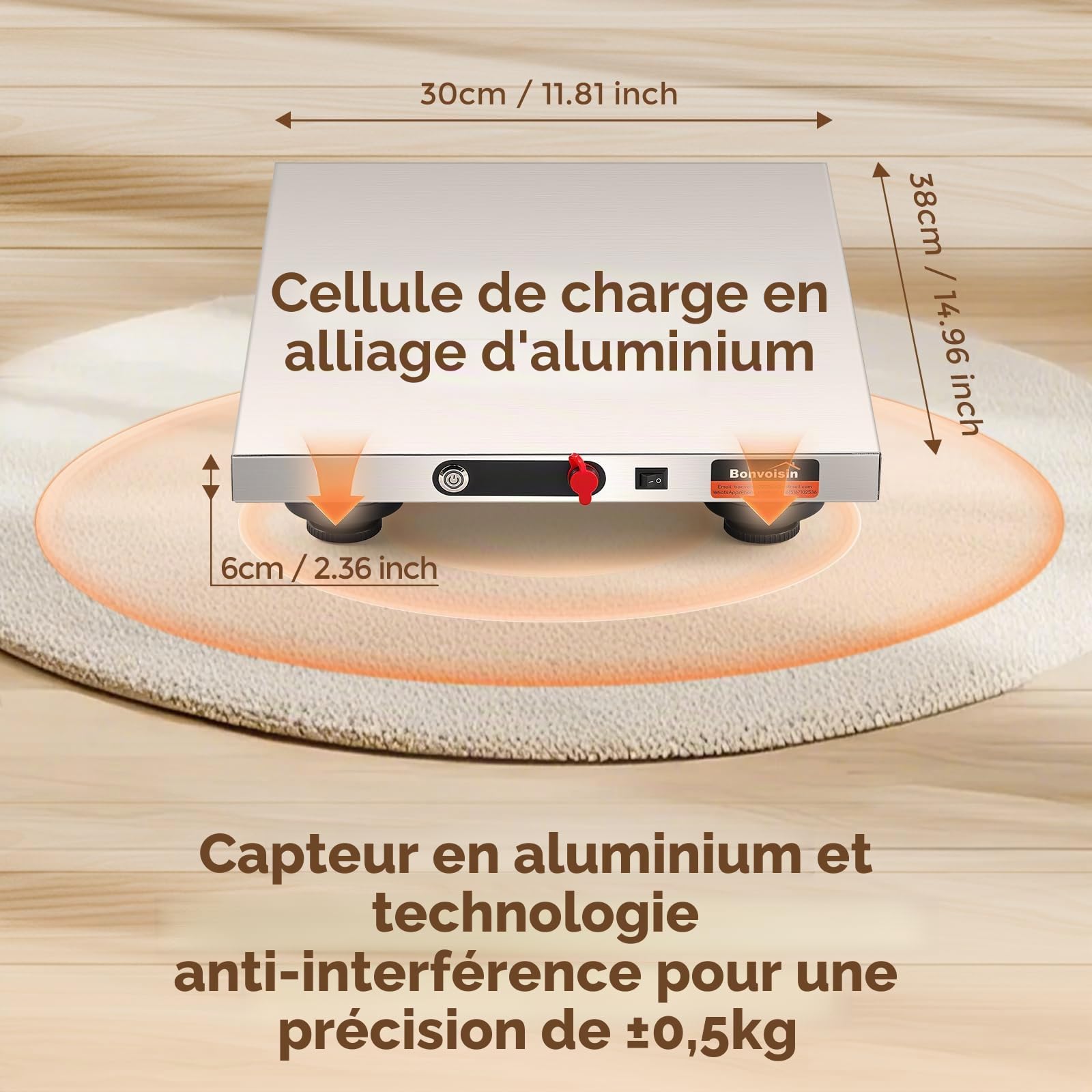Bonvoisin Balance Postale Sans Fil 300kg, Portée 10m, Écran LCD Séparé