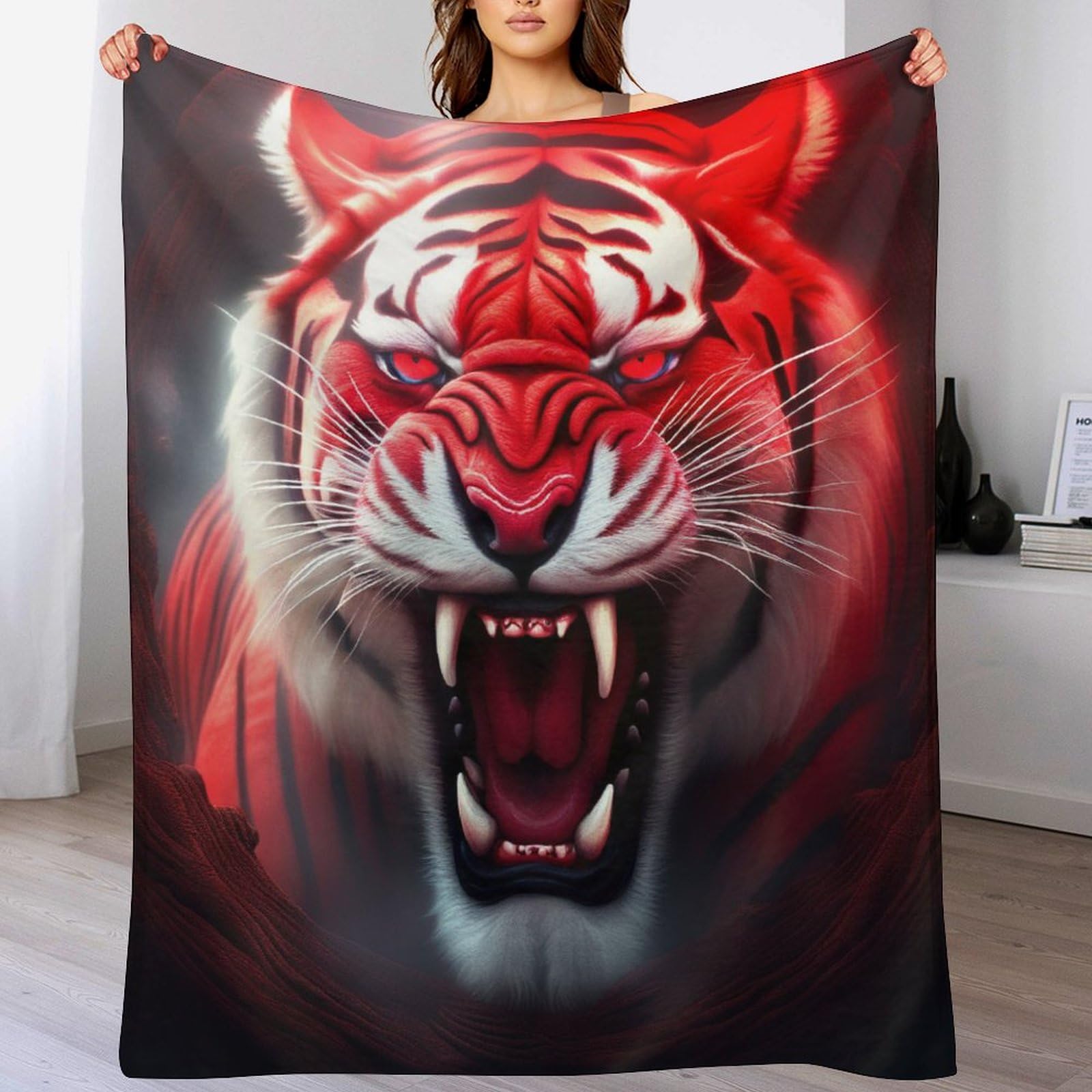 Couverture motif tigre plaid polaire flannel chaud linge de lit et couvre-lit 130x180