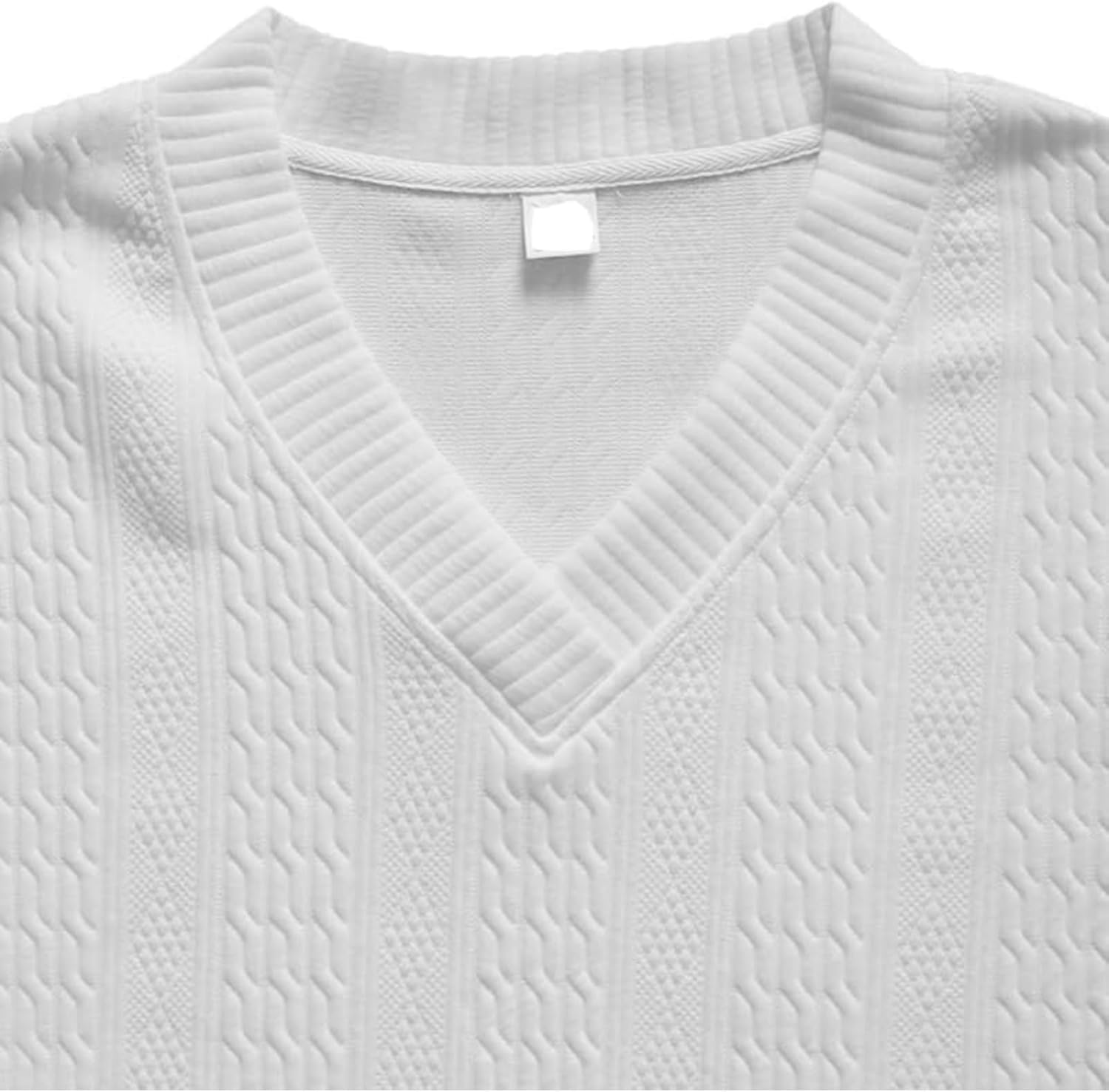 Athleisure Cable Jacquard Set Men,Men's 2-Piece V-Neck Baggy Sweatshirt & Joggers Solid Jacquard Drop Shoulder