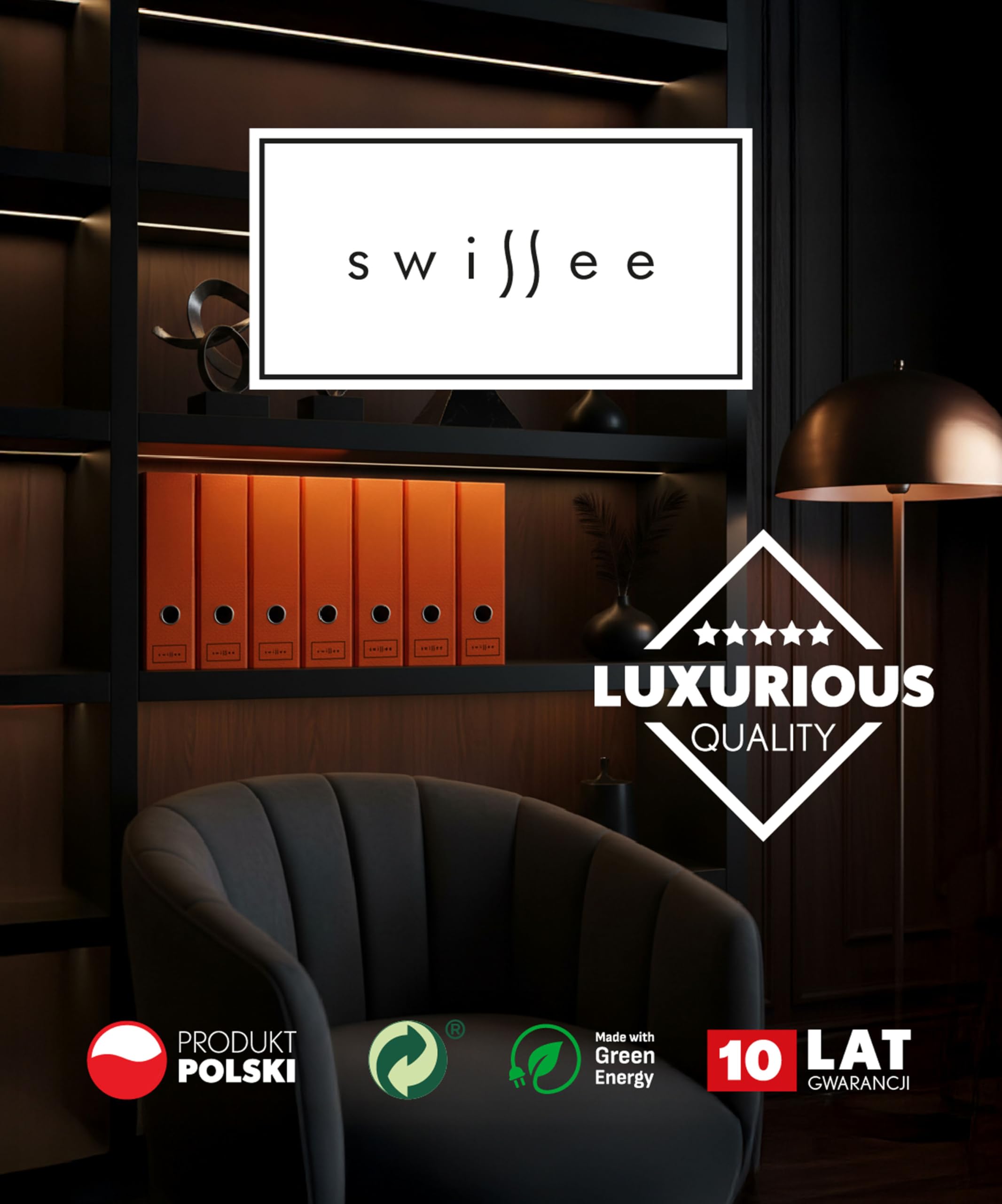 Eleganckie Papierowe Segregatory Biurowe Swissee A4 - Grzbiet 7 cm - 6x Ekologiczny Segregator na dokumenty (Czarna tekstura)