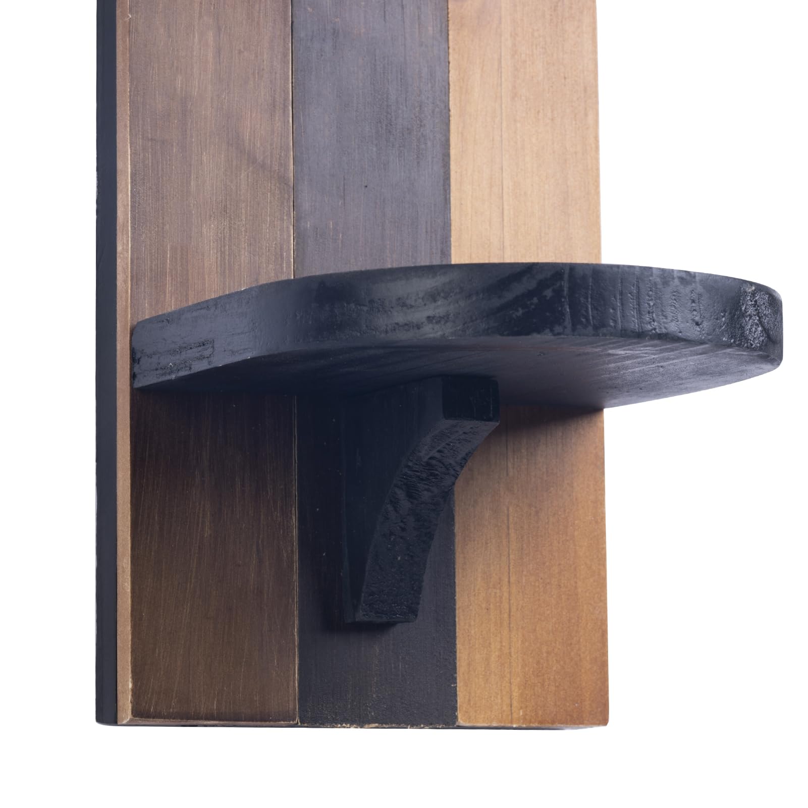 2 Stück Wandkerzenhalter Holz Wand Kerzenhalter Schwarz Holzspleißen Design Wandhalterung Kerzenständer Deko für Kerzen Vintage Wanddeko Wandkerzenhalter