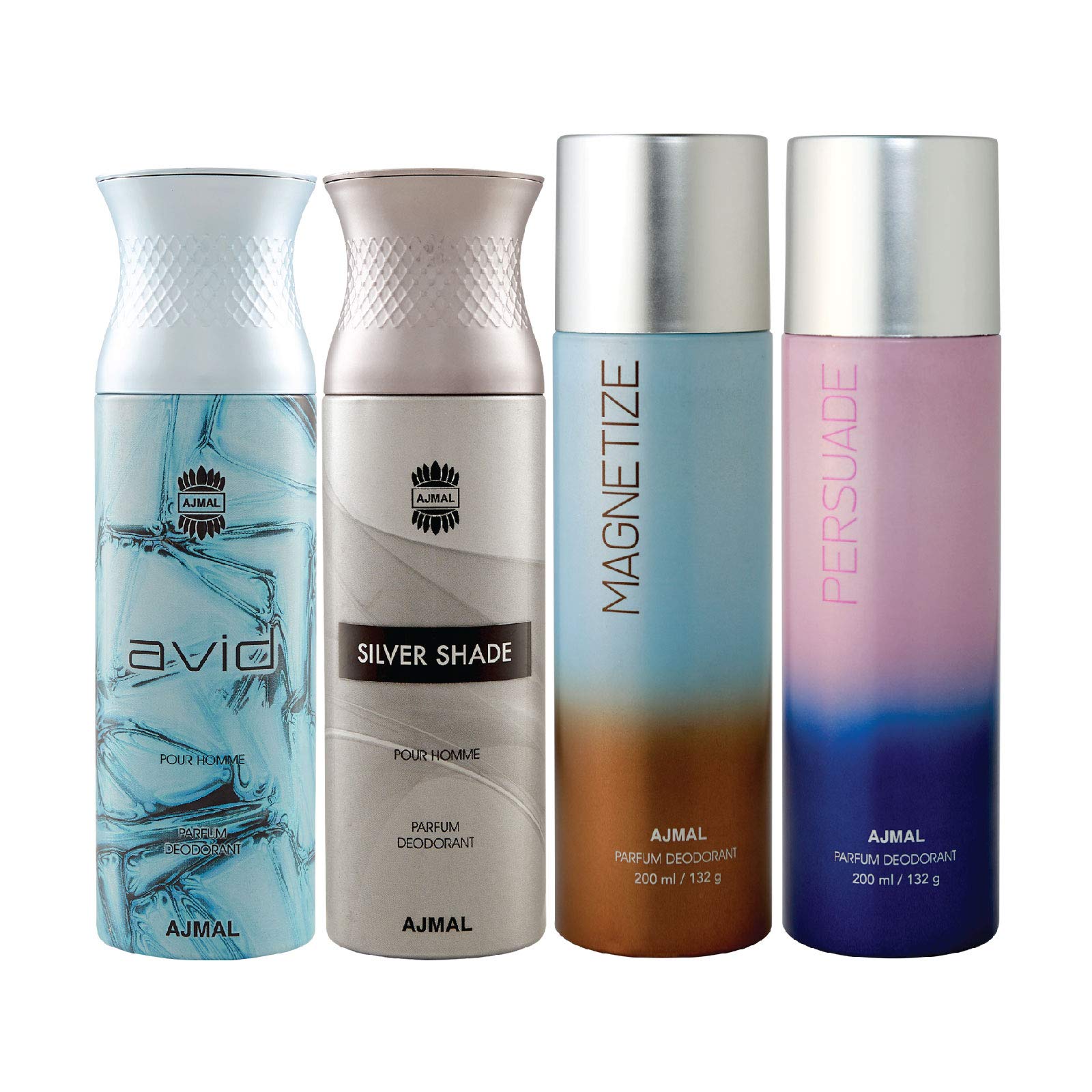 Ajmal 1 Avid Homme for Men, 1 Silver Shade Homme for Men, 1 Magnetize and 1 Persuade for Men & Women Deodorants each 200ML Combo pack of 4 (Total 800ML)-image-26