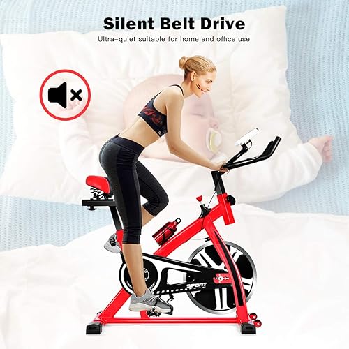 Miniatura 4 de Sporfit - Bicicleta estática para interiores, volante de 17 libras, capacidad de peso de 330 libras, bicicleta estacionaria con pulso cardíaco, para