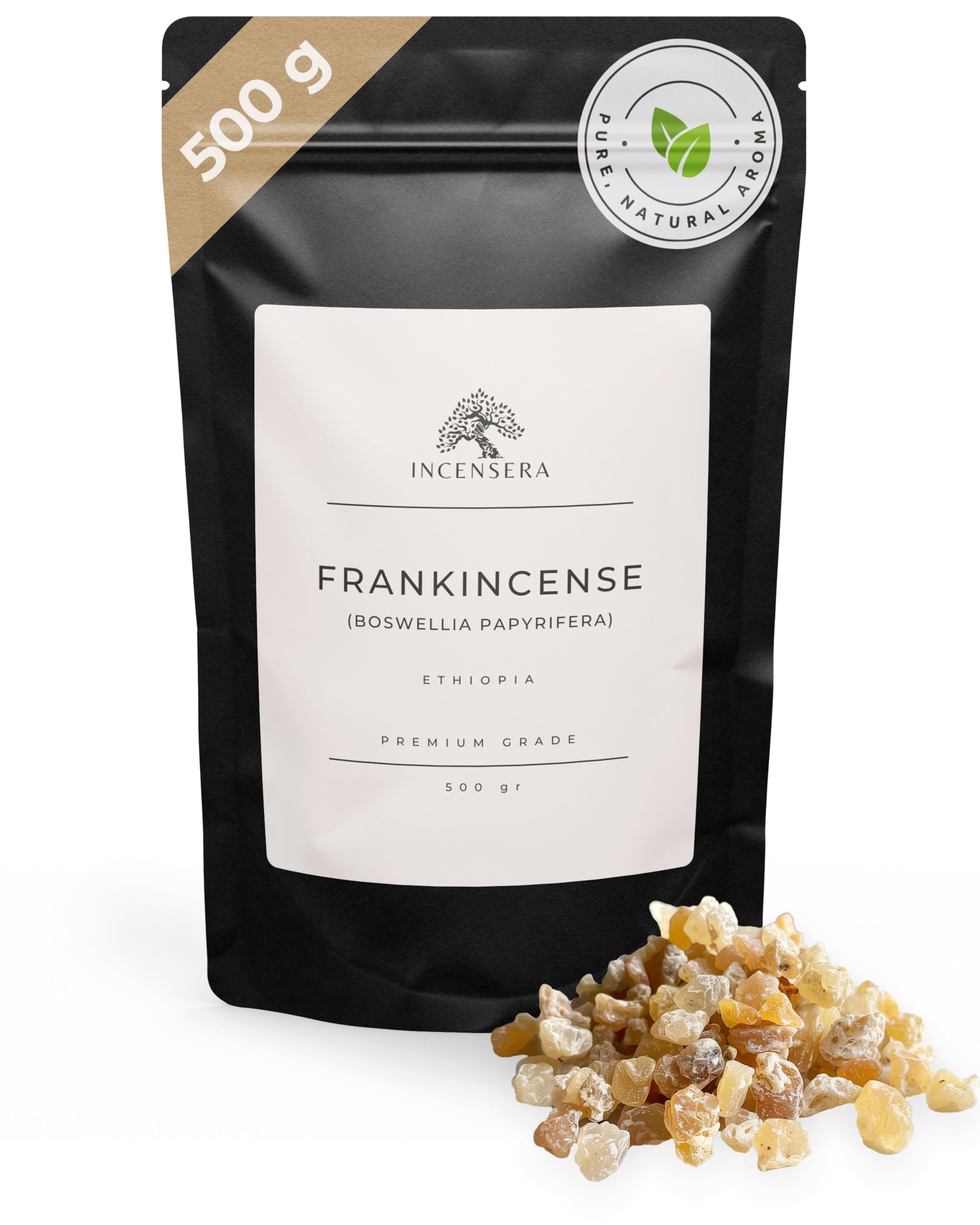 Incensera 500 Incense Sticks Frankincense Resin 500G From Ethiopia & Eritrea (Boswellia Papyrifera) – Pure Incense For Meditation, Spiritual Cleansing, And Aromatherapy – Natural Church Incense, Long-Lasting Aroma