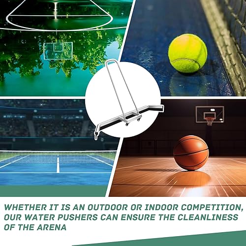 Miniatura 7 de Escoba para cancha de tenis 53.94 x 9.45 x 37.8 pulgadas, escoba comercial con mango y ruedas, removedor de agua profesional, accesorios deportivos