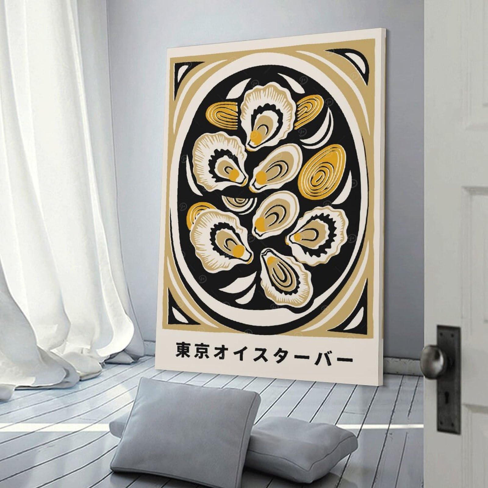 Junmoney Frame-Style-15-1 Tokyo Oyster Bar Canvas Wall Picture, 24X36inch(60X90cm), For Wall Displays, Bedrooms Or Room Updates, Wall Decor Suited To Curated Displays
