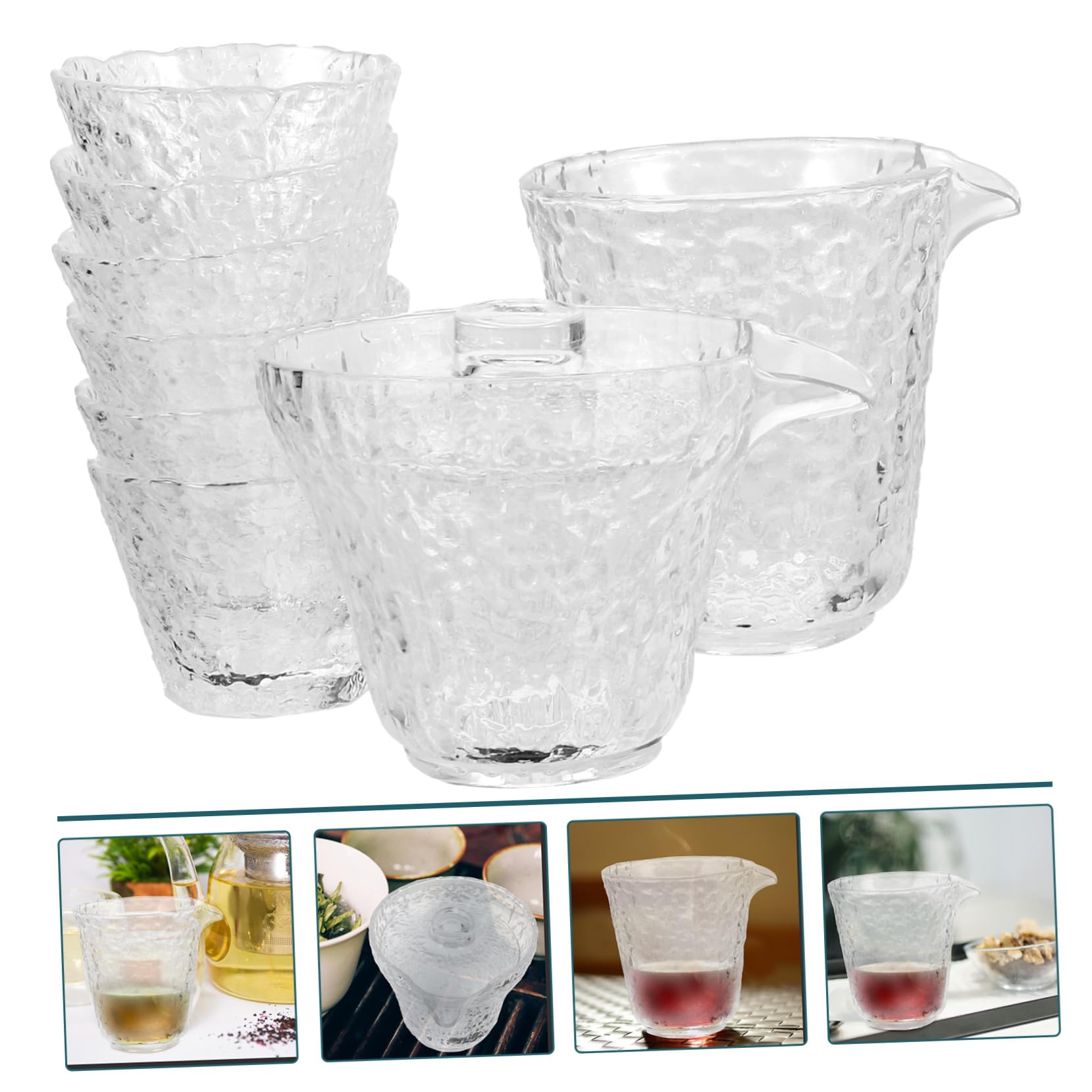 COLLBATH Teeservice Elegantes Chinesisches 8 Stück aus Hitzebeständigem Glas Teegläser mit Einfachem Gebrauch für Zuhause und Esszimmer