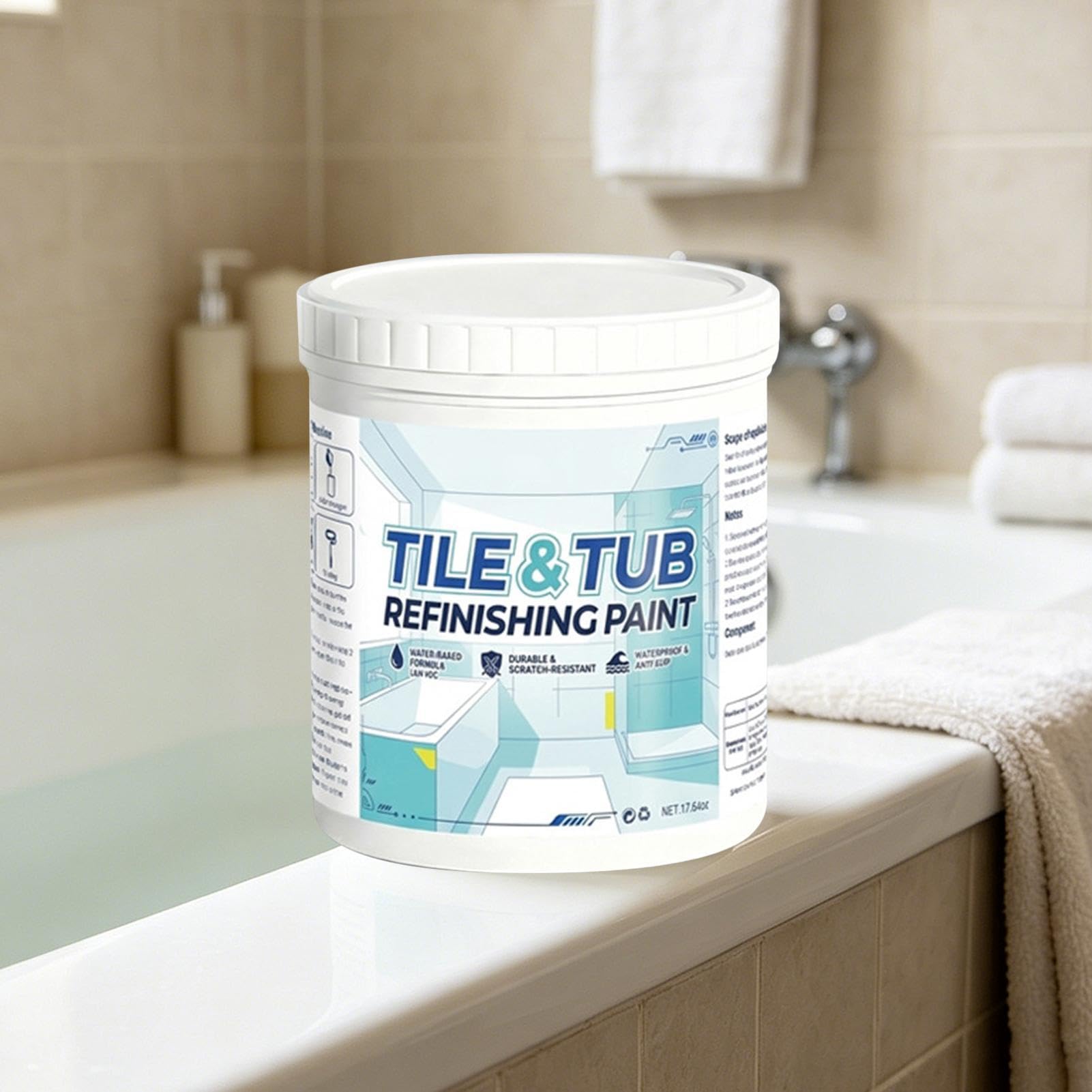 Vernice Per Piastrelle, Con Rivestimento Impermeabile Semilucido, 500 G, Vernice Di Rifinitura Per Vasca Da Bagno, Rivestimento Per Controsoffitto Lavello, Strato Di Adesione, Per Bagno, Cucina, Lavan