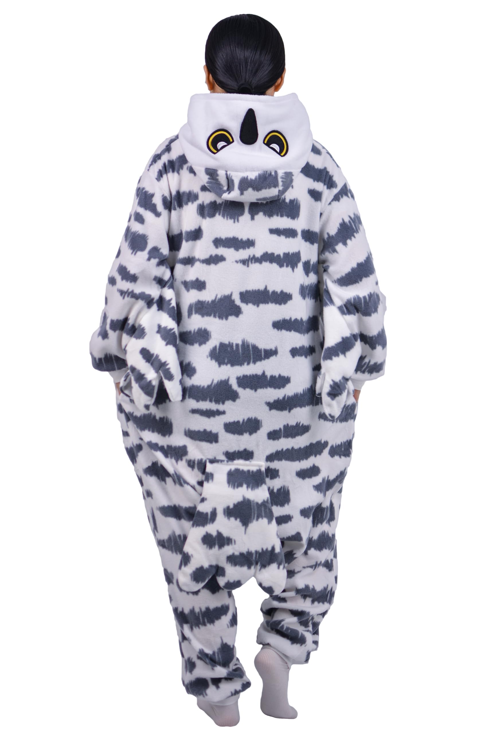 Onesie Costume Gufo di Neve Relaxo Jumpsuit Adulto Pigiama Donna Uomo Animale Uccello Snowy Owl Pigiama Natale Carnevale Halloween