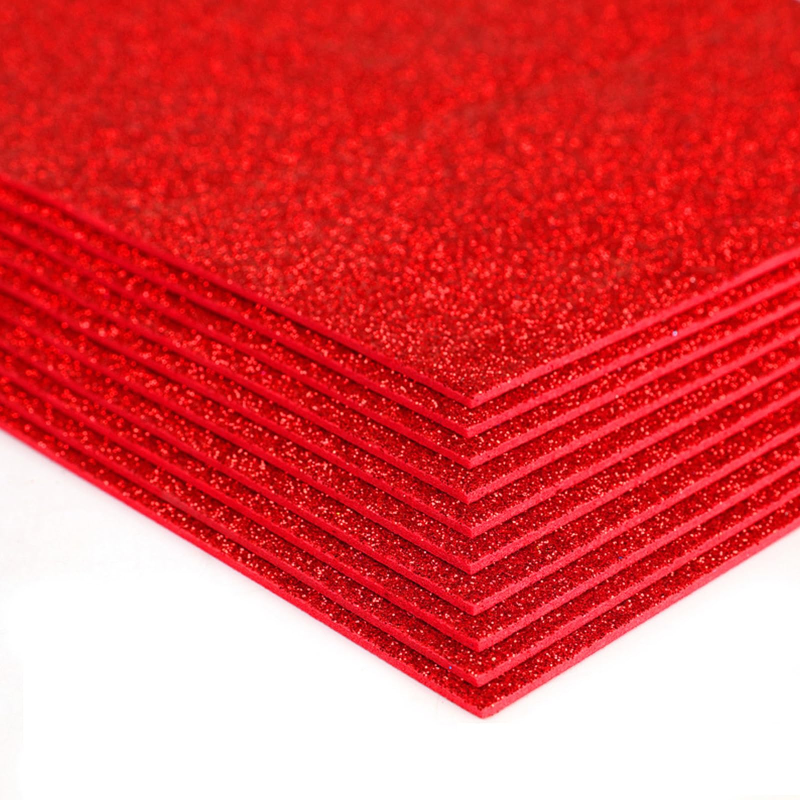 10PCS Foam Sheets Crafts,Glitter Crafts Cardstock Paper,Glitter EVA Foam Sheets Red,A4 Glitter Paper for Crafts