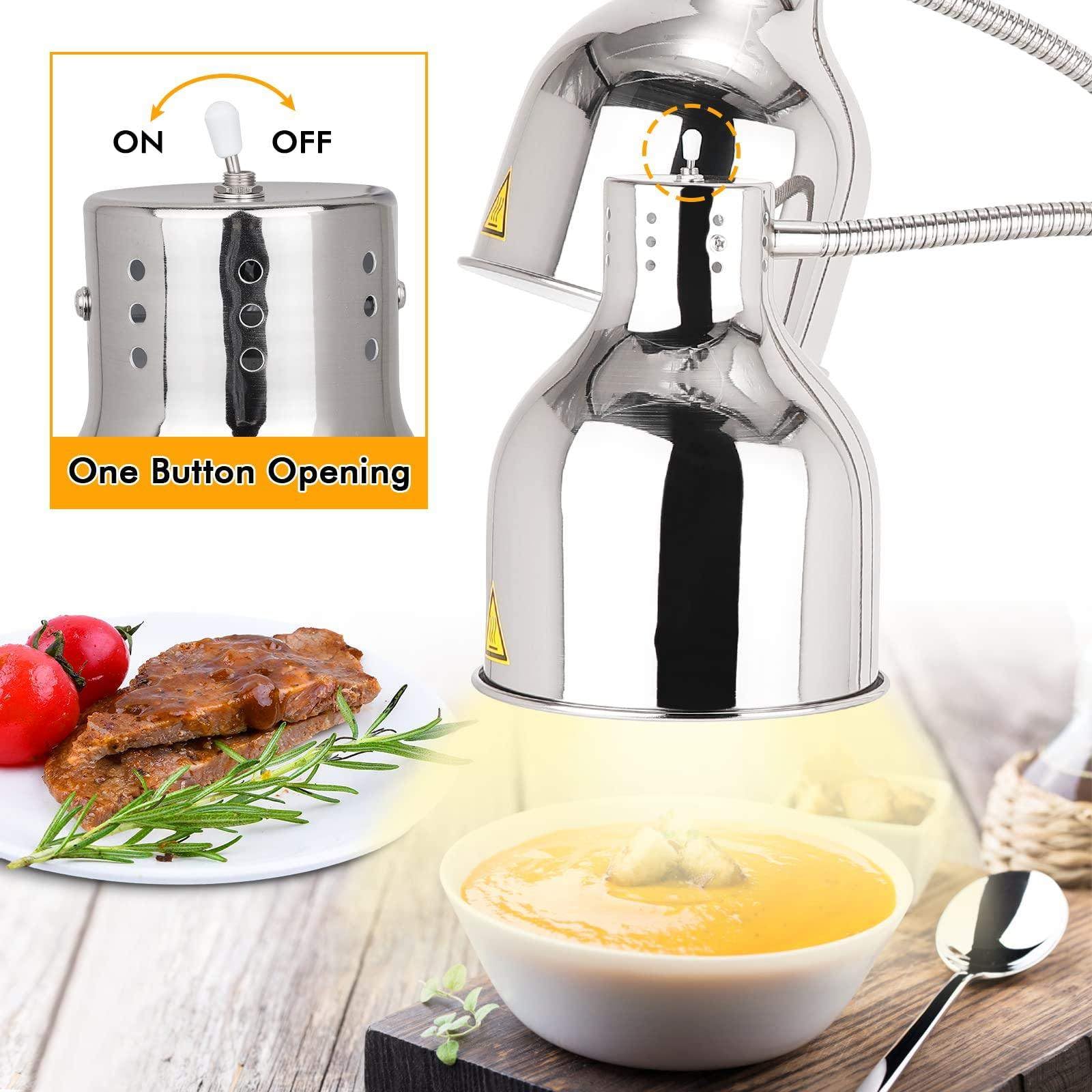 Lampada scaldavivande commerciale da 250 W, lampada riscaldante portatile per alimenti, diametro: 19 cm, tubo flessibile regolabile a 360°, per cucina, ristorante, barbecue, buffet, hotel, B-SingleH