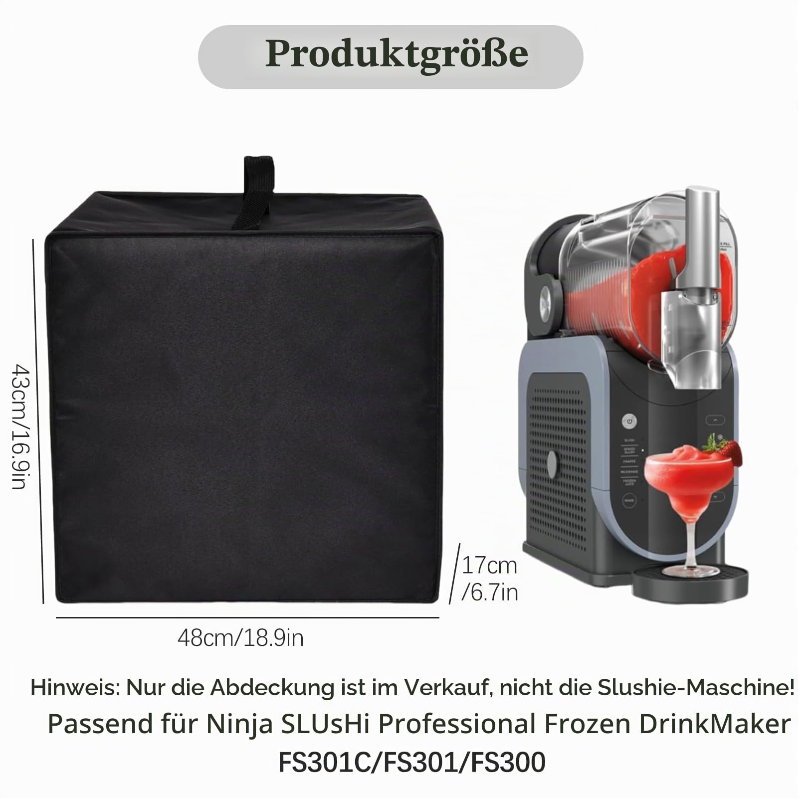 Slushie Maschine Abdeckung für Ninja Frozen Drink Maker, 600D Oxford Tuch Staubschutz Schutzhülle Wasserdichte Abdeckung für Ninja Fs301 Professionelle Gefrorene Getränke Maschine(48 x 17 x 42cm)