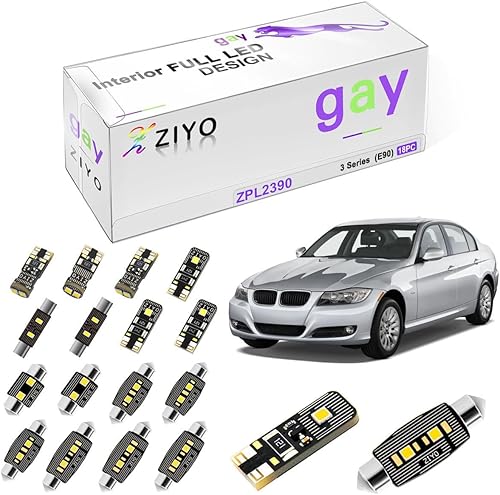 ZPL2390 - Kit de luz LED interior + bombillas de matrícula de repuesto para BMW Serie 3 E90 2005-2013, luz de cúpula blanca de xenón sin errores