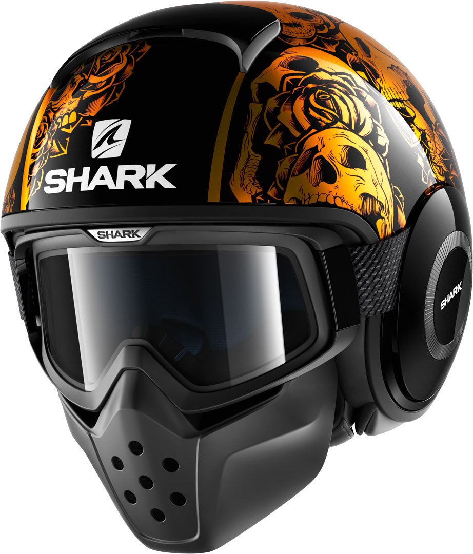 Shark Drak Raw Open Face Motorcycle Helmet With Goggles Sanctus