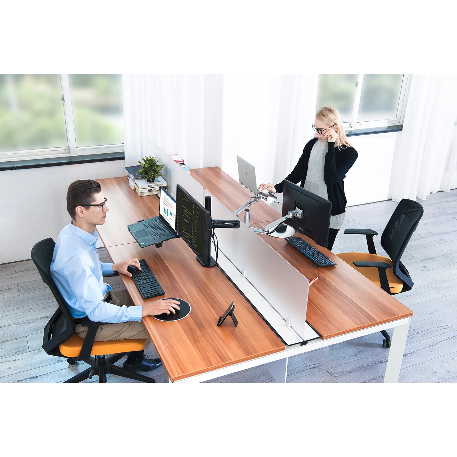 Supporto da tavolo 2 in 1 con doppio braccio per tablet e computer portatile, per tablet fino a 12" – 17" e laptop da 12 – 17", extra VESA Adopter fino a 27" monitor (nero)