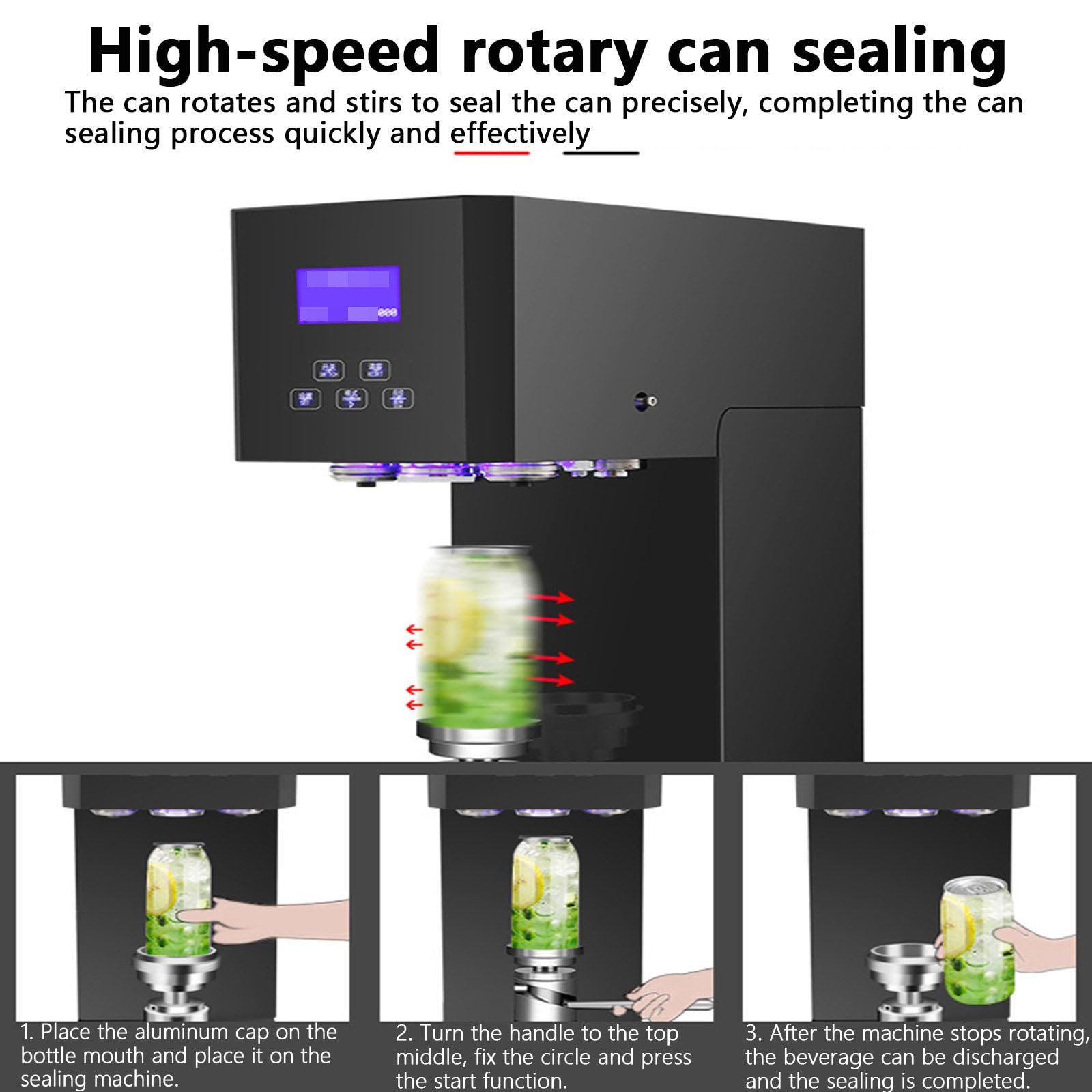 Selladora eléctrica semiautomática de sobremesa para latas de Aluminio, máquina de Sellado Comercial para Botellas de té con Leche y Otras Bebidas.