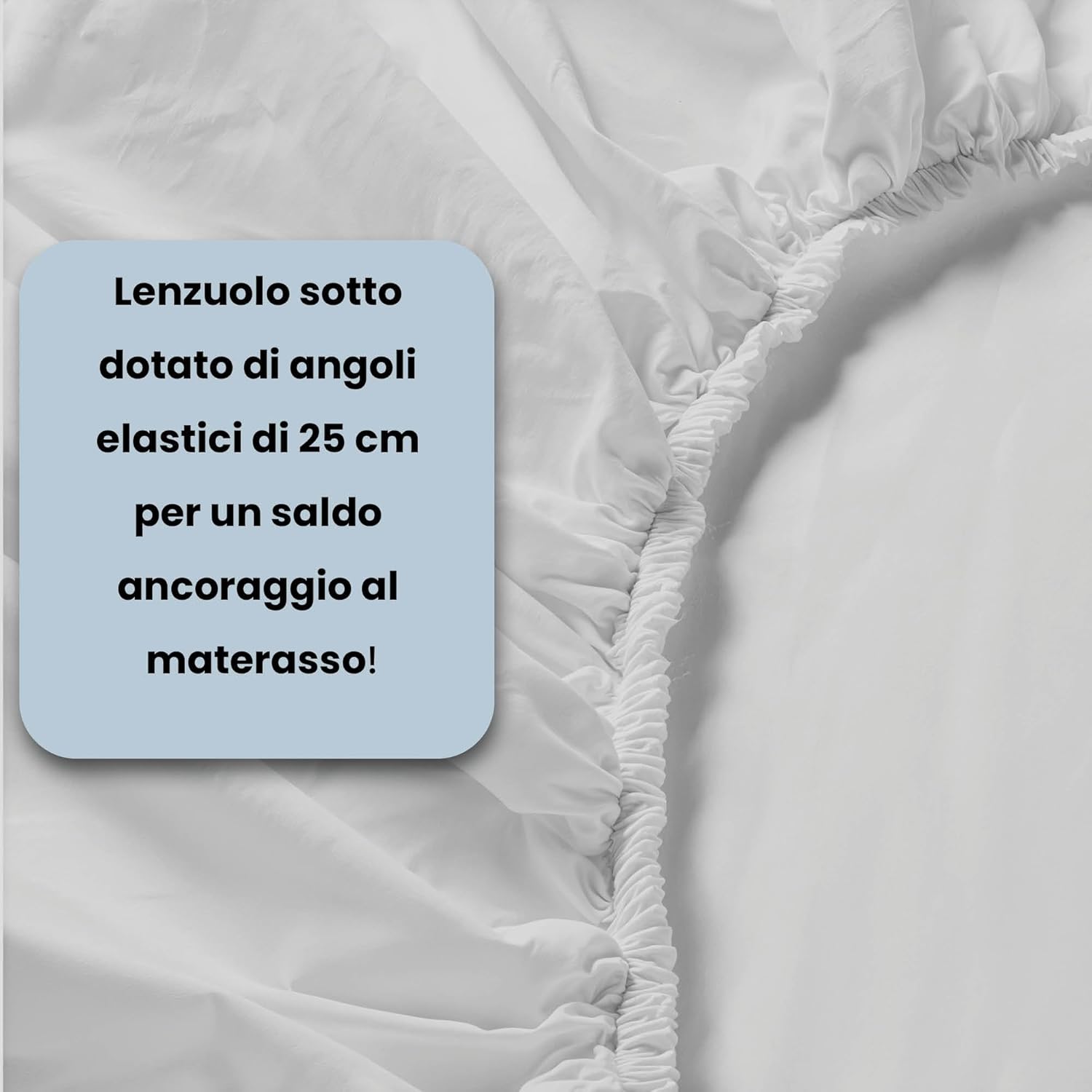 Italian Bed Linen Sogni e Capricci Max Color Fitted Sheet with 25cm Corner, 100% Cotton, Light Gray, Small Double