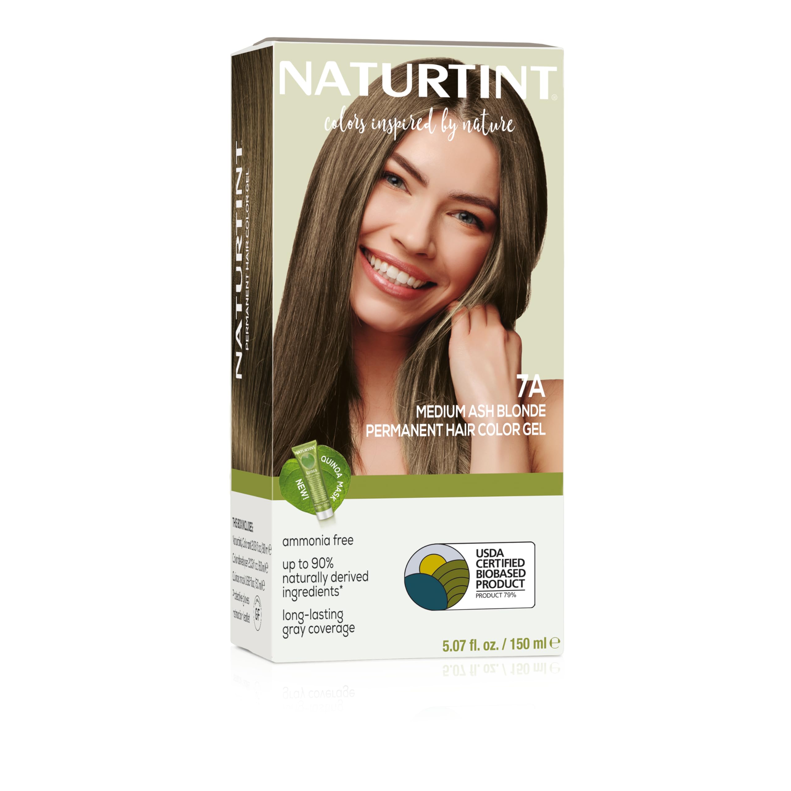 7A Medium Ash Blonde Permanent Hair Color (Pack of 1), Ammonia Free, Vegan, Cruelty Free, up to 100% Gray Coverage, Long Lasting Results (Packaging may vary)