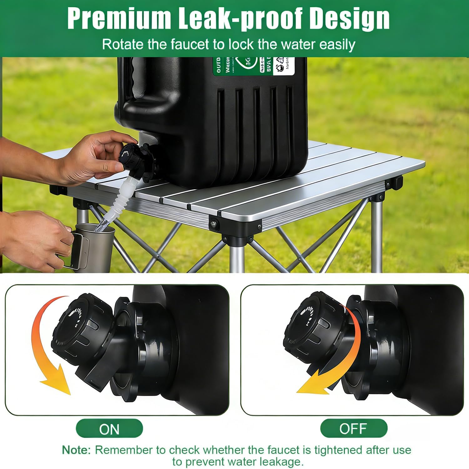 5 Gallon Water Jug with Multi-Purpose Shoulder Strap, BPA Free Food Grade HDPE Outdoor Water Container, Leak-Proof Rotary Spigot, Portable Water Can for Camping, Hiking, RV & Emergency Preparedness