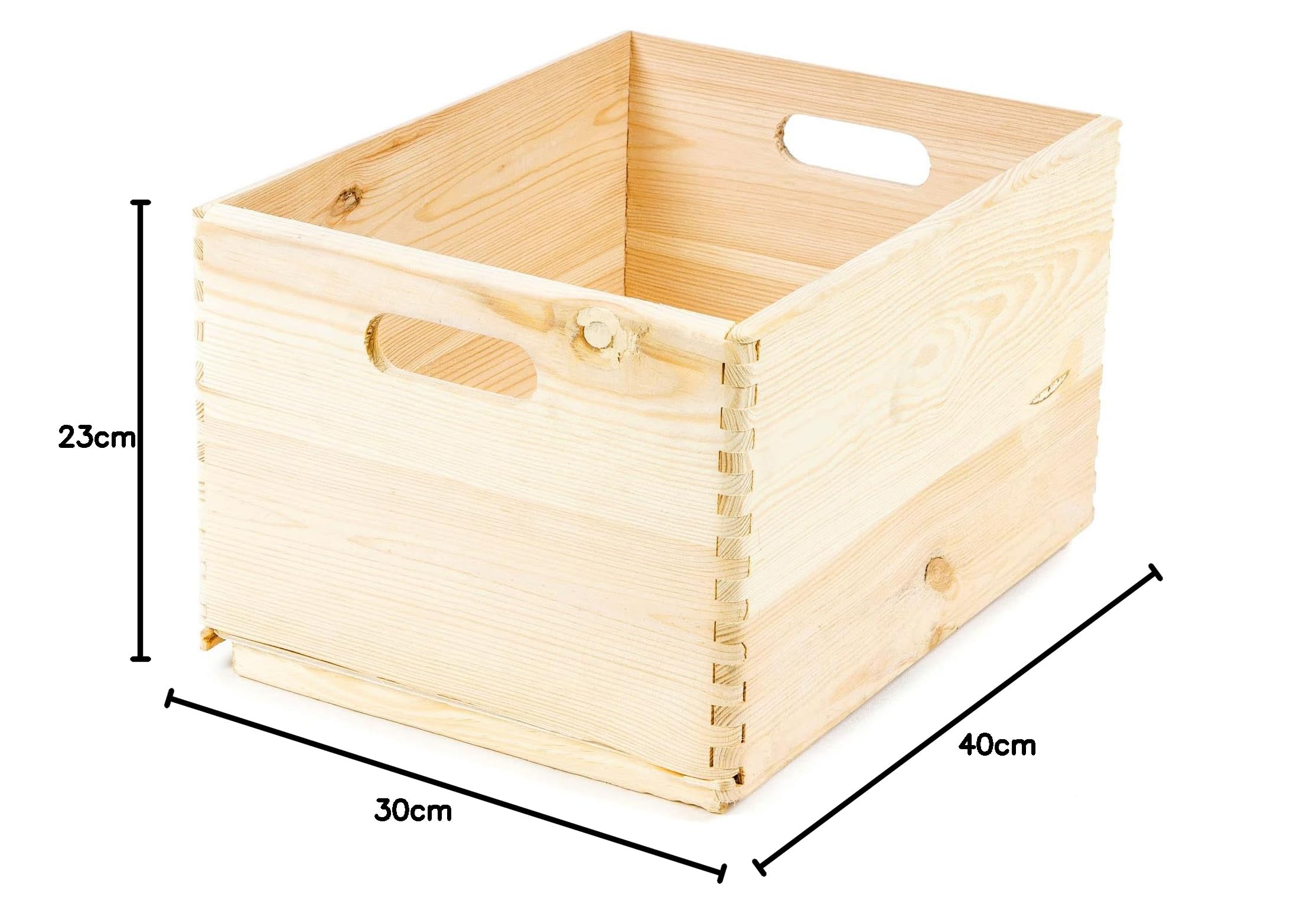 Compactor SKYR Wooden Box XL 40x30x23 cm in Natural Pine Wood for Home Organization