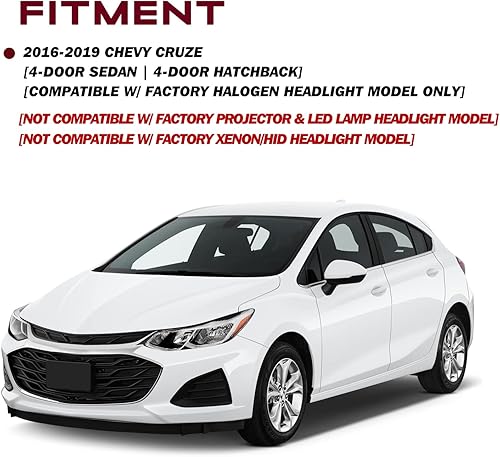 Miniatura 7 de JSBOYAT Compatible con Chevy Cruze 2016-2019 Ensamble de Faros Delanteros de Reemplazo Halógeno Sin Proyector Faro Delantero de Fábrica Estilo OE