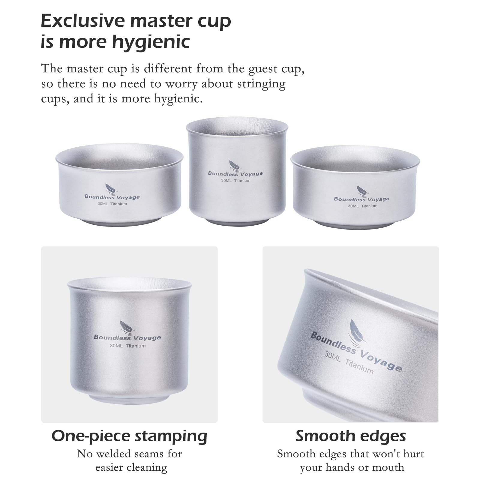 Boundless Voyage Ti3148D Tasse à thé en titane à double paroi pour camping en plein air 30 ml