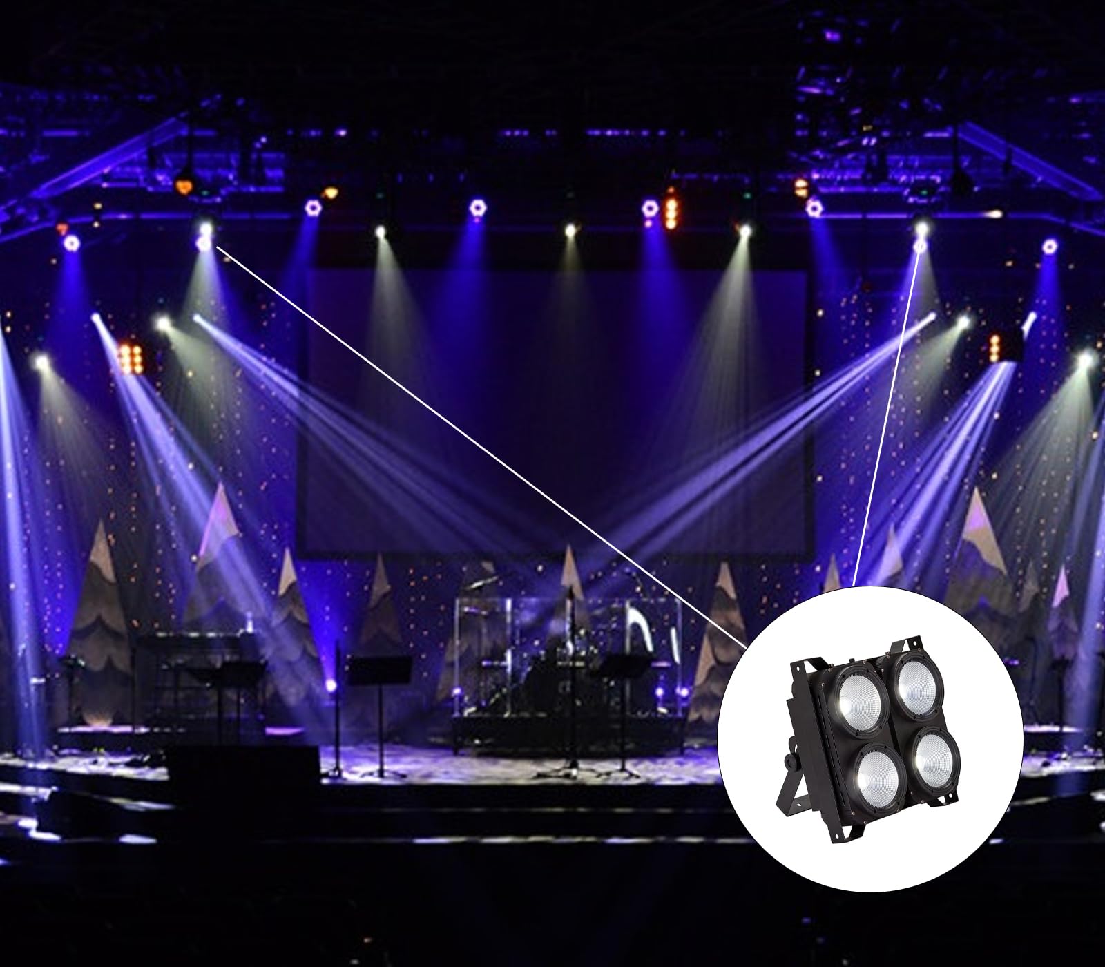 Strobo LED 4x100W COB Bianco Caldo/Bianco Freddo DJ Festa