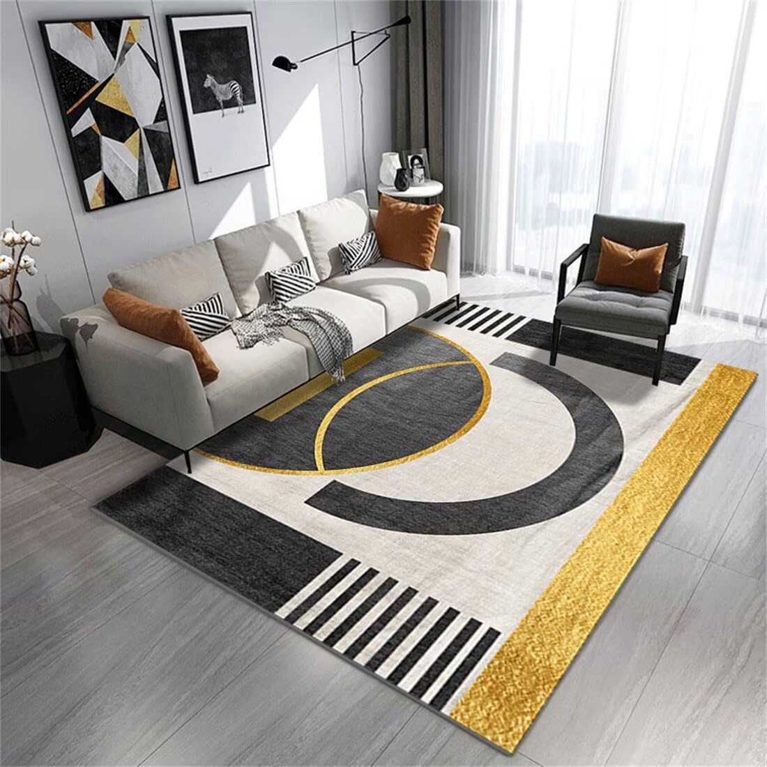 Tapis de cuisine lavable géométrique rond au tissage haut de gamme