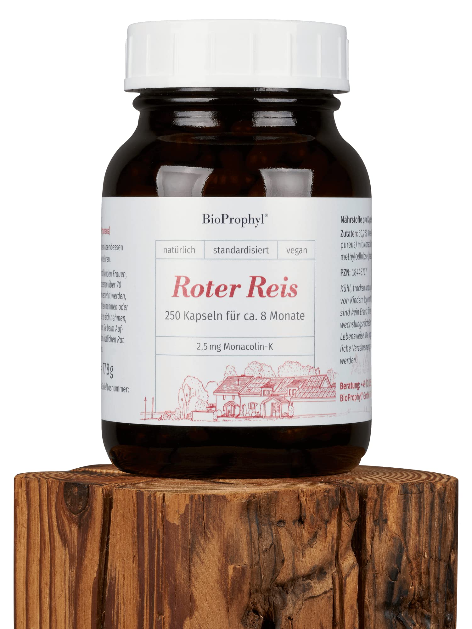 Roter Reis 2,5 mg Monacolin-K | 250 pflanzliche Kapseln für 8 Monate | frei von Citrinin