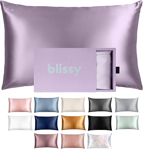 Blissy Funda de almohada de seda - 100% seda de morera pura - Fibras de alto grado 22 Momme 6A - Funda de almohada de satén para cabello y piel -