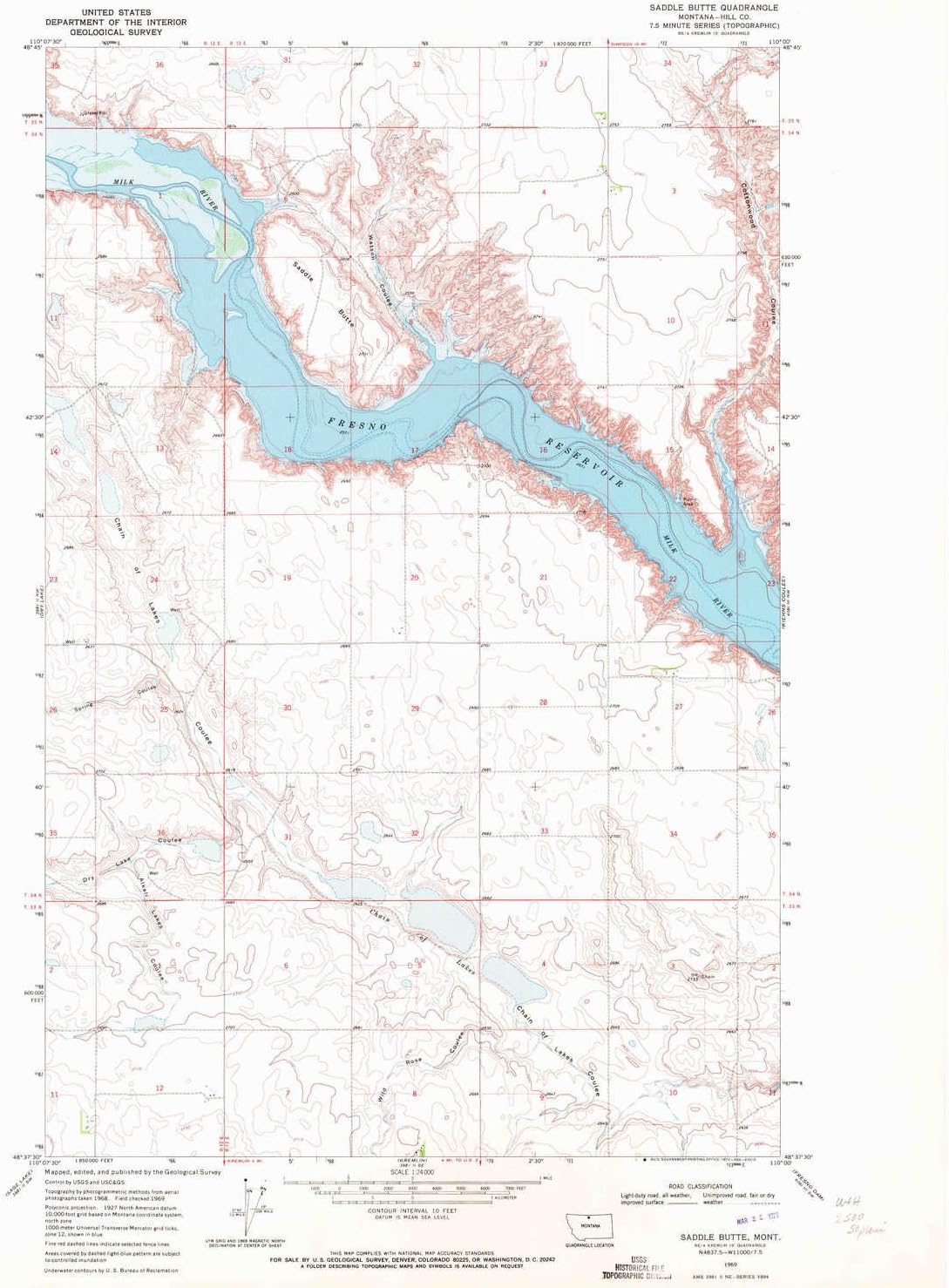 YellowMaps Saddle Butte MT topo map, 124000 Scale, 7.5 X