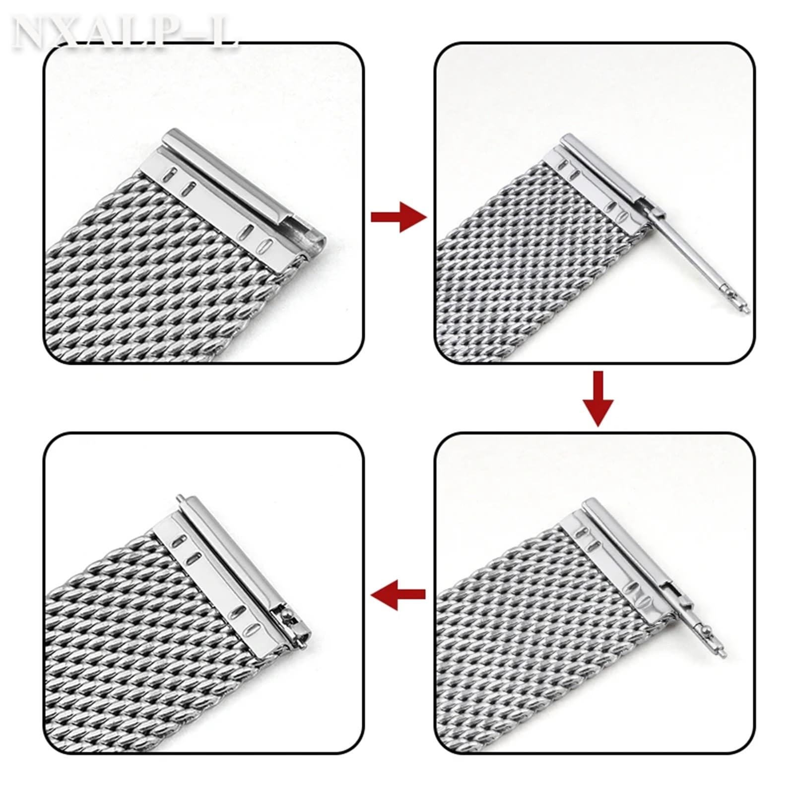 Bracelet de Montre en Acier Inoxydable, Boucle en Maille milanaise, 18mm, 20mm, 22mm, 24mm, 3mm d'épaisseur, 1.0