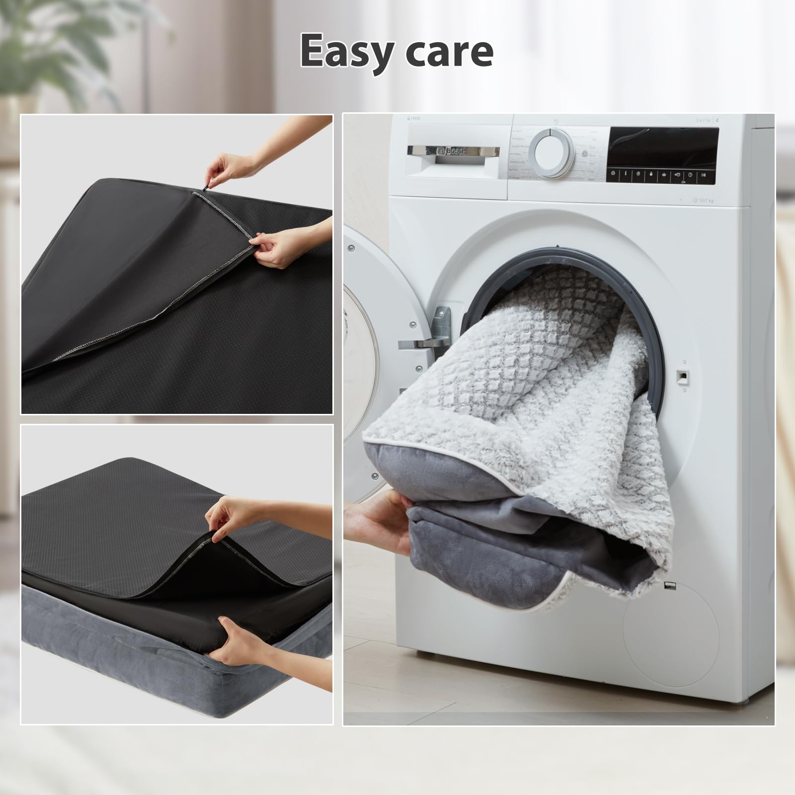 LEXTRO Cama ortopédica para perros grandes, cama de espuma para perros grandes, equipada con funda de almohada impermeable extraíble y parte inferior antideslizante, cama para mascotas