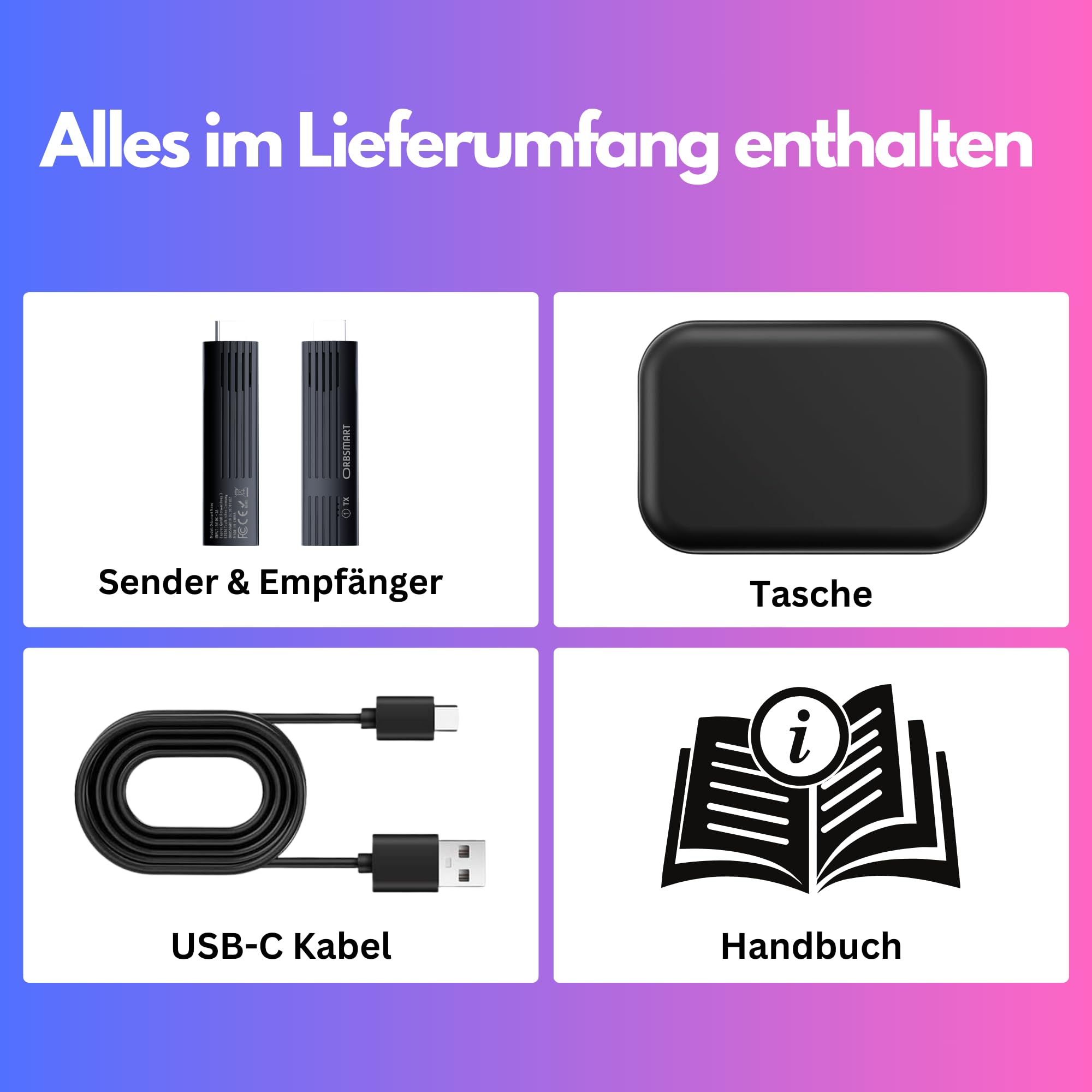 Orbsmart Nano HDMI Extender Set Kabellos - 1080p Full HD Funkübertragung, Plug & Play, 30m Reichweite, für PC, Laptop, TV & Beamer