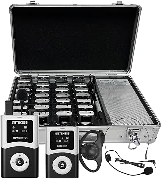 Retekess T130U Tour Guide System, Wireless Tour Guide System 2-32 | Audioguides, 200m, High-Definition Sound Quality, One-Key Operation, 32-Slot Charge Case, Tour Guide Set for Travel