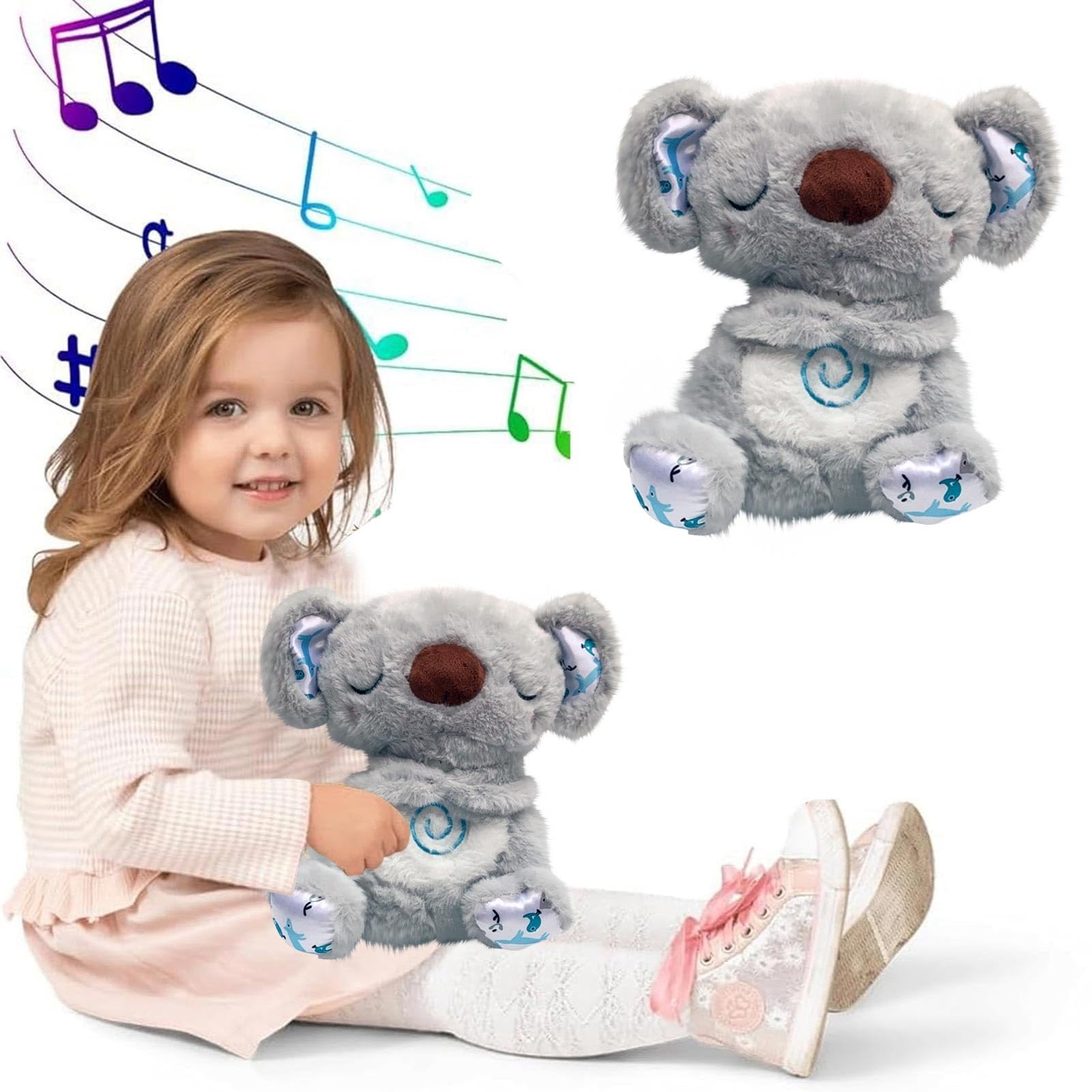 Koala Soothing Breathing Otter Anxiety Relief with Calming Music, Lights for Adults, Stress Relief Stuffed Animal (B)