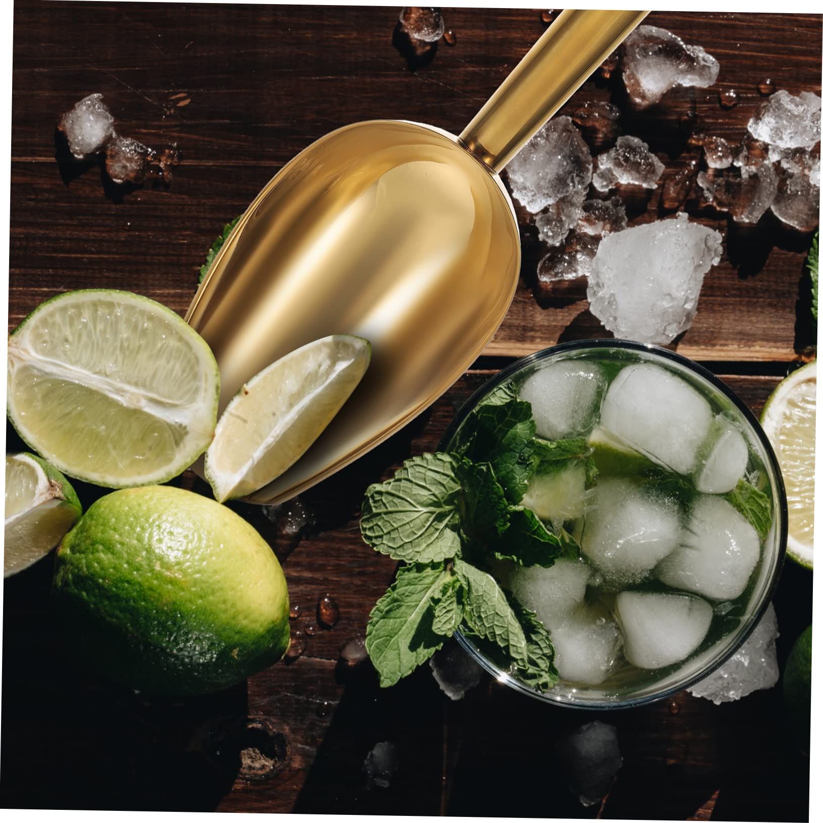 Garneck Kitchen Ice Scoop Tong Stainless Steel Ice Clamp Shovel Brushed Gold Food Grade