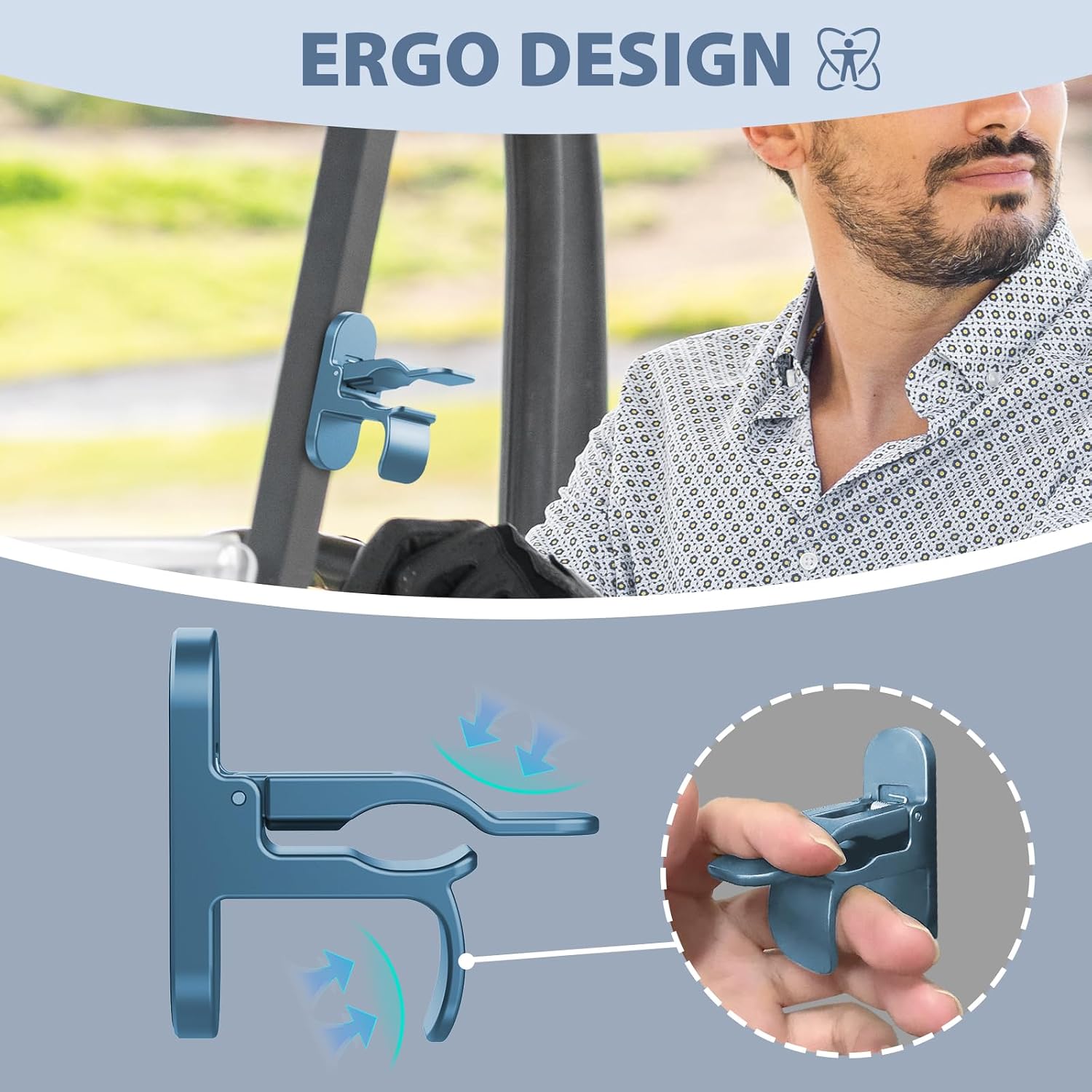 Magnetic Holder One-Handed for Golf Cart, Universal Clip Mount with Stick-On Metal Pads Fit 70 Rings, Glossy Zinc Alloy Accessory or Golf Carts, Boat & Golf Clubs, Father's Day Gift, Blue image 5