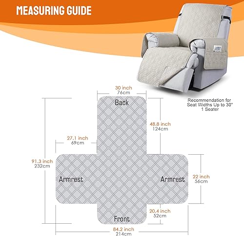 Miniatura 86 de VANSOFY Fundas 100% impermeables para sillas reclinables, antideslizantes, para sillas reclinables, protector de muebles, funda lavable con Negro