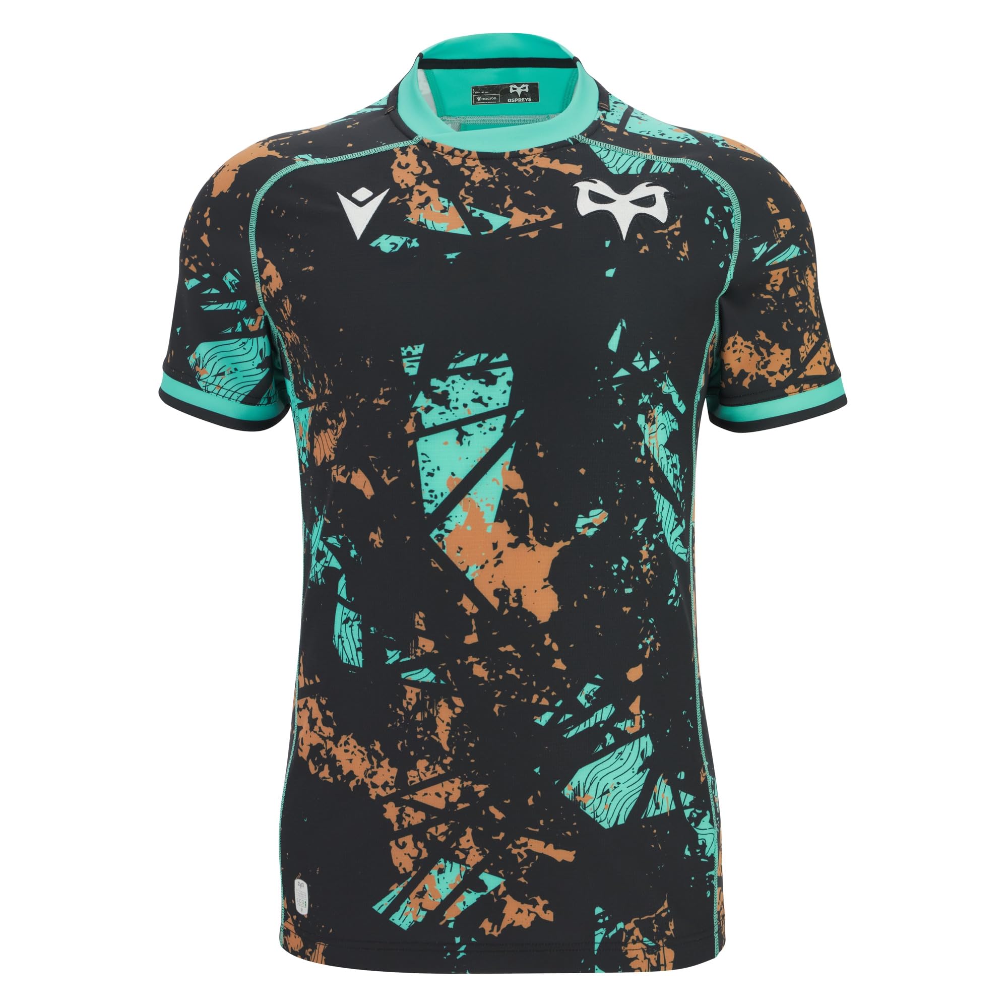 Macron Ospreys Rugby 2025/26 Mens Training Rugby Shirt (UK, Alpha, XL, Regular, Regular, Black)