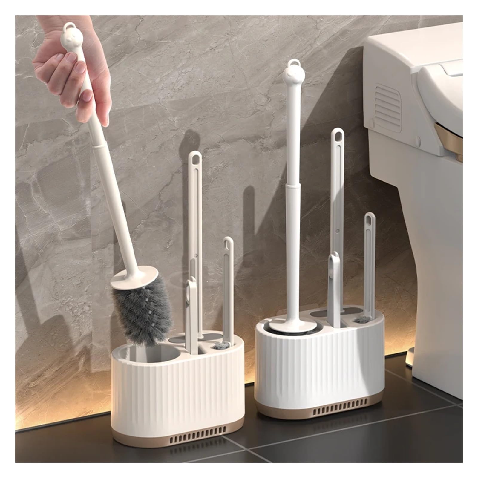 Klobürste Toilettenbürste for den Haushalt | Wandmontierte Reinigung, kein Winkel for umfassende Reinigung, geeignet for Toiletten(Creamy white)