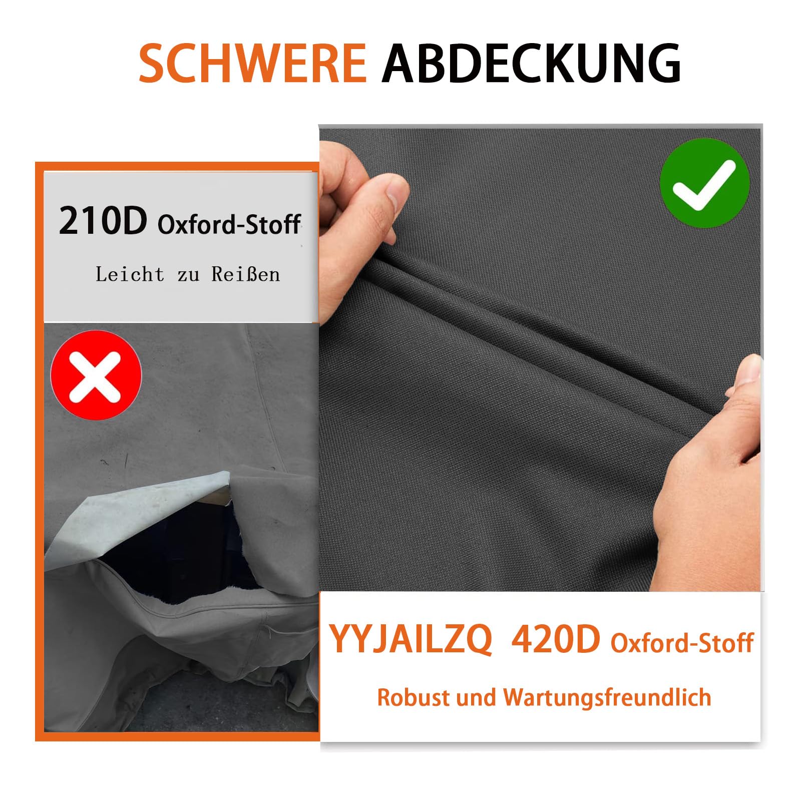 Copertura Sdraio Sospesa Impermeabile - 420D Oxford, Antivento, 200x120x200cm, Nero - Foto 4
