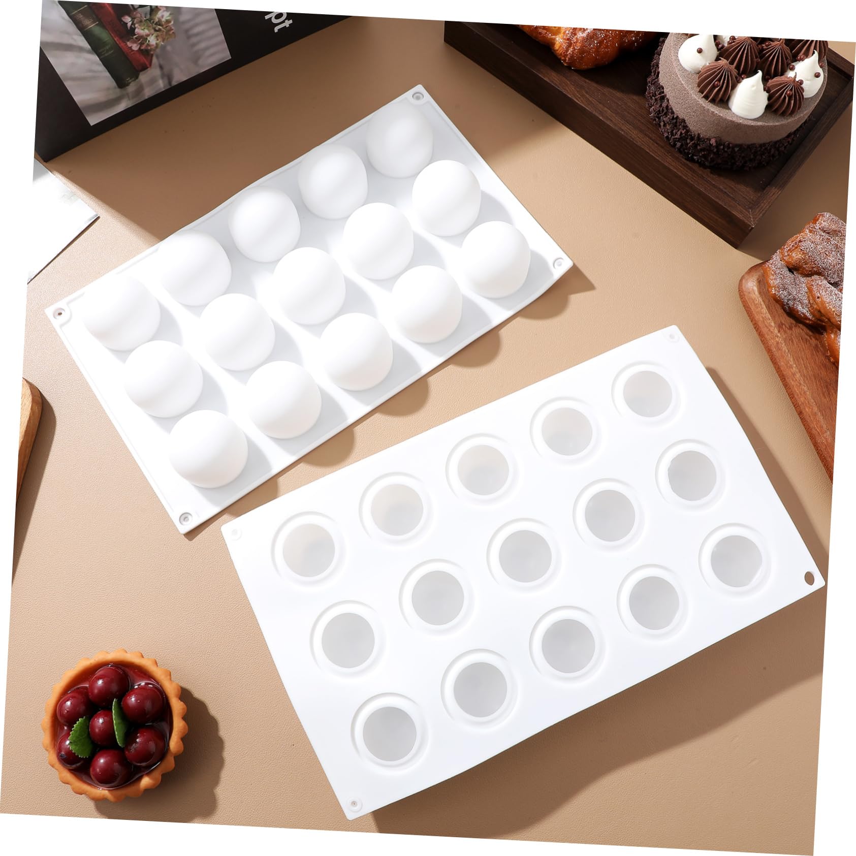 POPETPOP 2pezzi Stampi in Silicone Forma Tartufo Stampo Per Mousse e Cioccolato Rotondo Per Dessert e Torta Accessorio Per e Cottura Al Forno