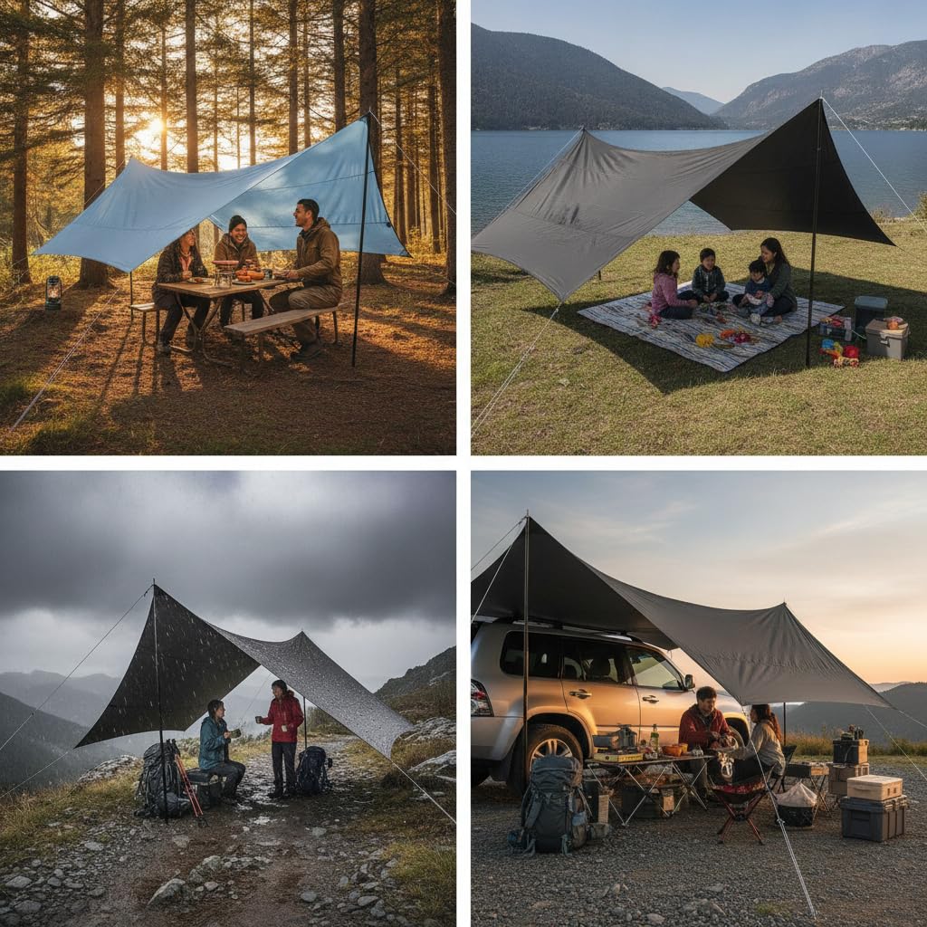 Tarp Camping Papillon Imperméable | Tissu Oxford robuste, Tarp randonnée, Repos au bord d'un , Pour Globe