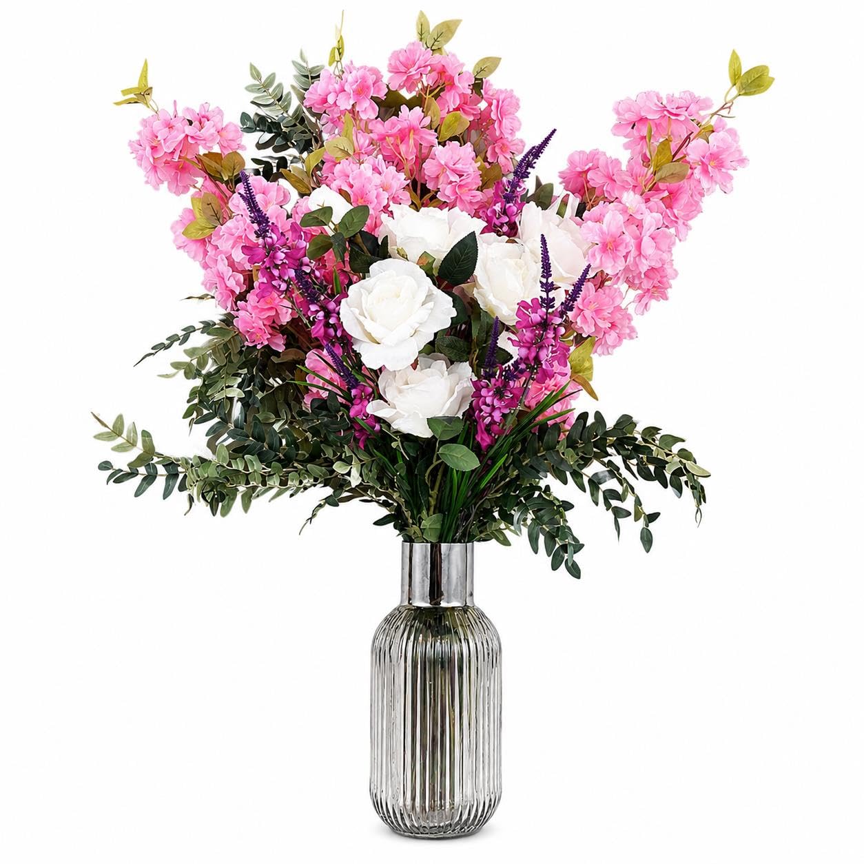 Leaf Design Artificial Flower Display with Vase